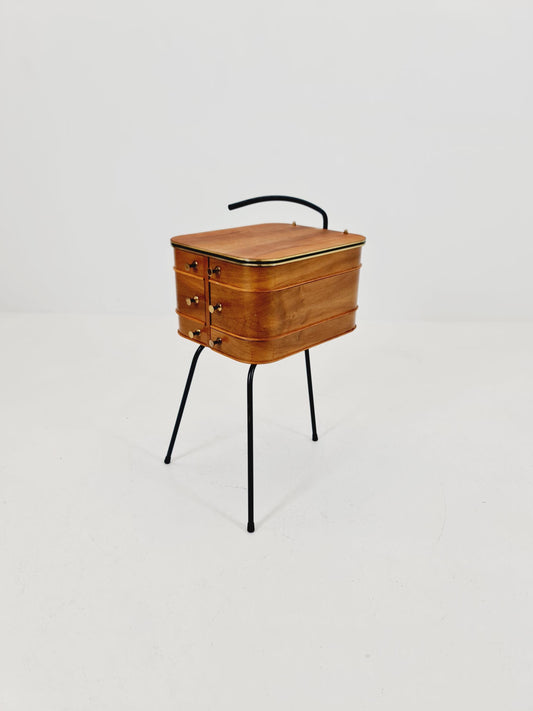 Vintage teak sweing table/ side table cabinet, 1960s