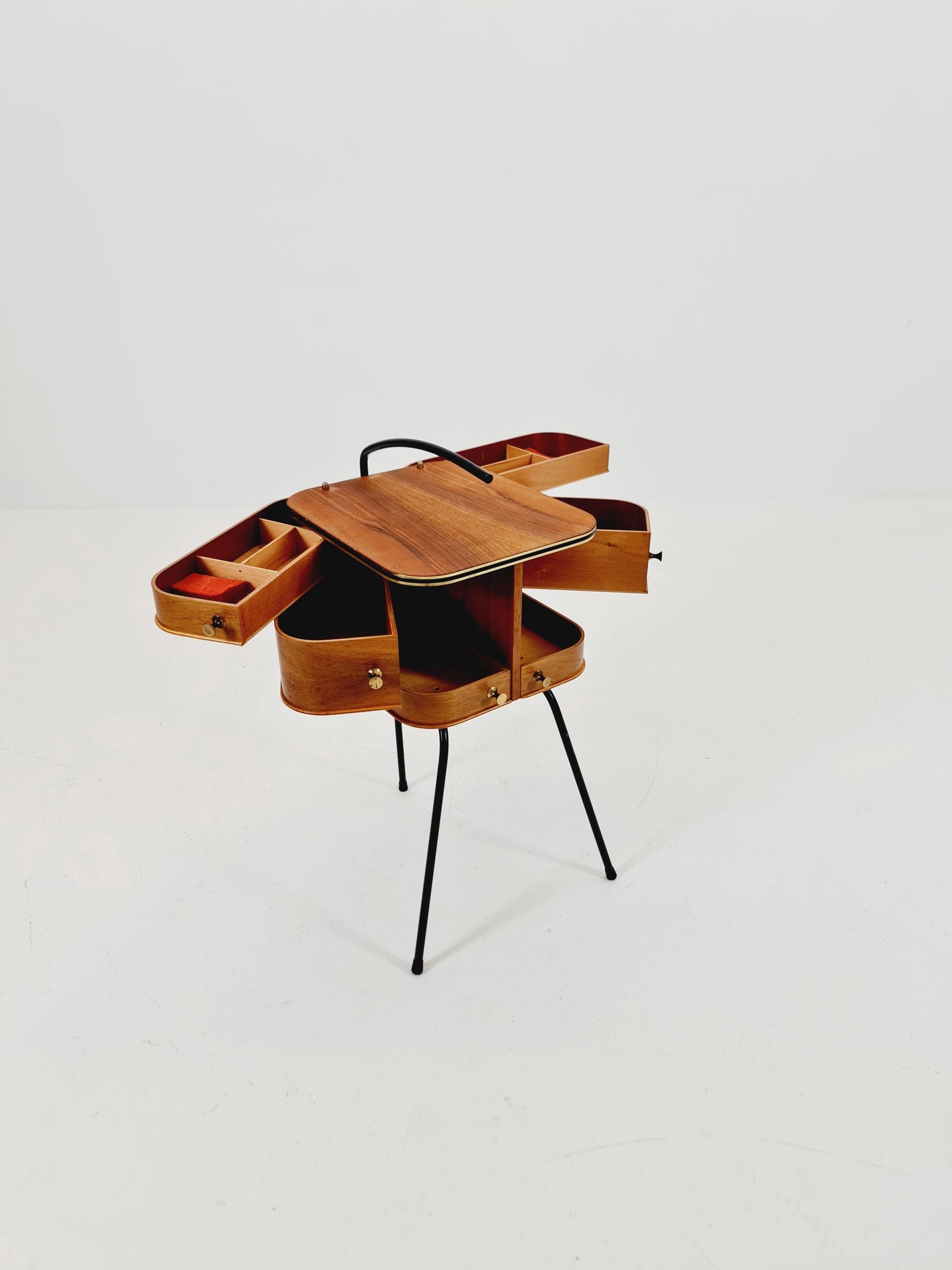Vintage teak sweing table/ side table cabinet, 1960s
