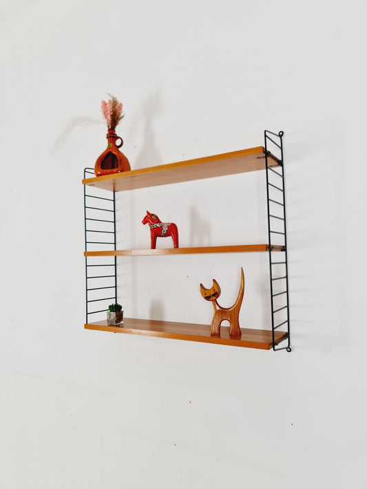 Original MCM Ash shelving system - consists of black lacquered metal ladders, from string Stockholm 1960s