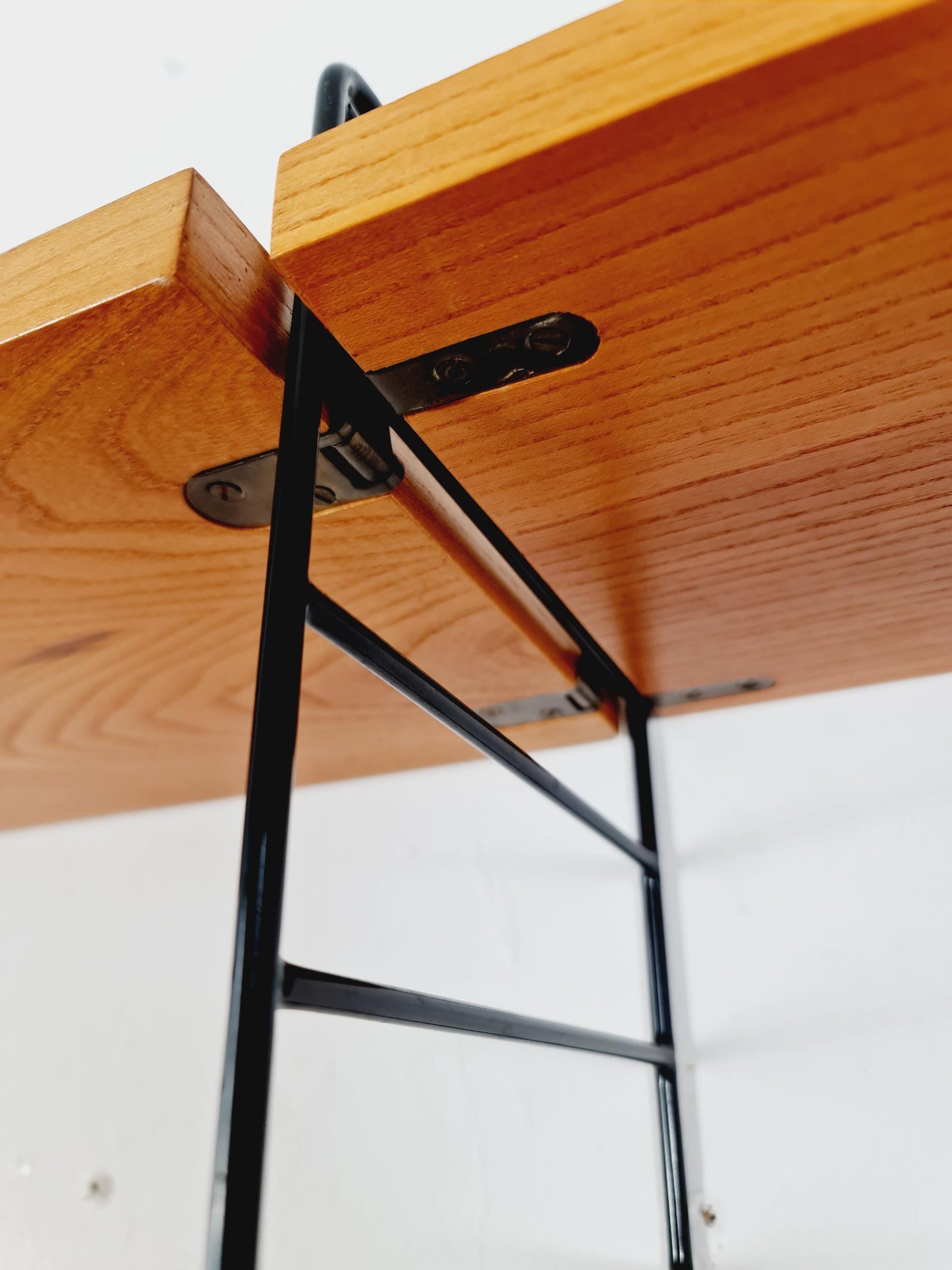 Original MCM Ash shelving system - consists of black lacquered metal ladders, from string Stockholm 1960s