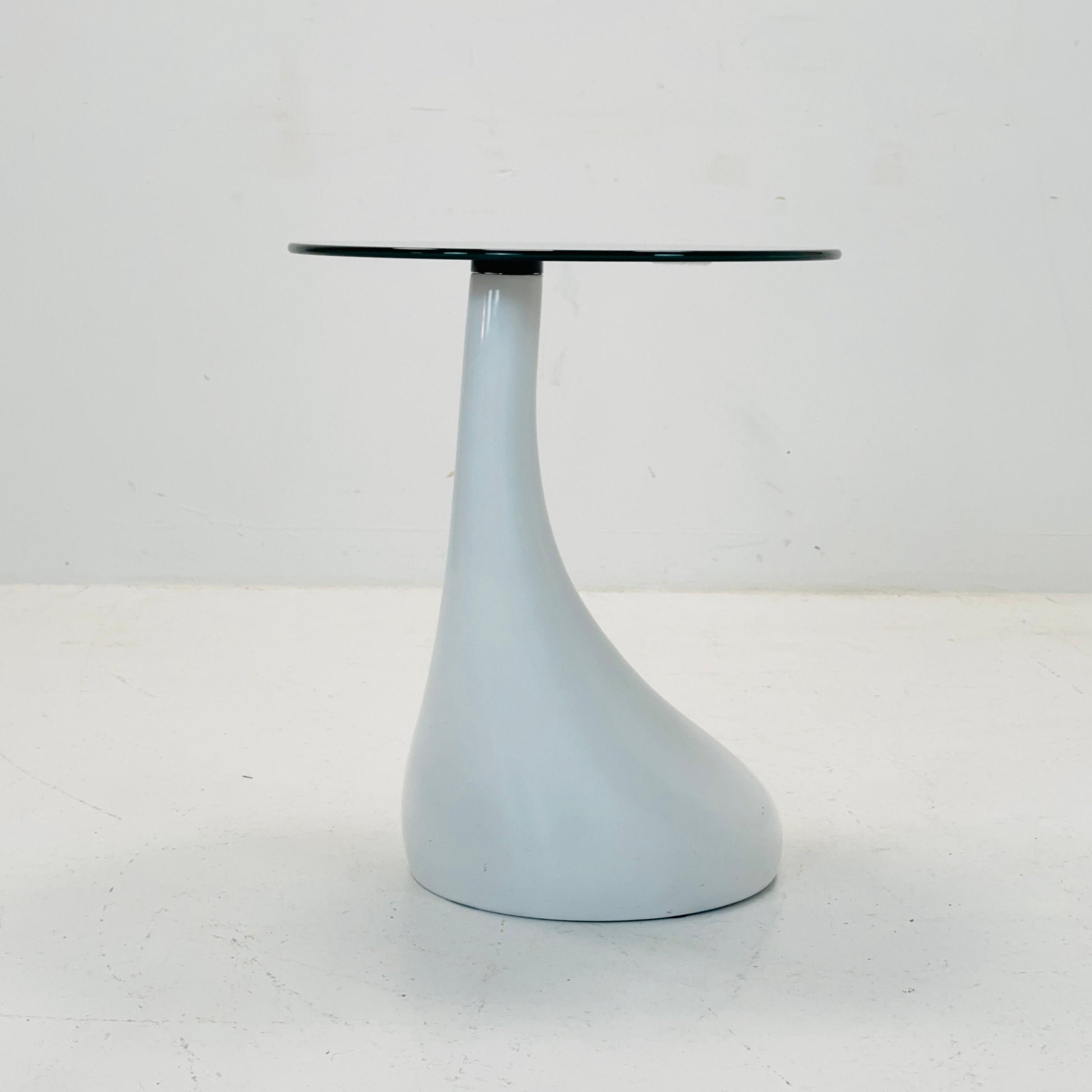 Mid-Century Style Side Table - Pop Art Bedside Table, white and black Glass Germany