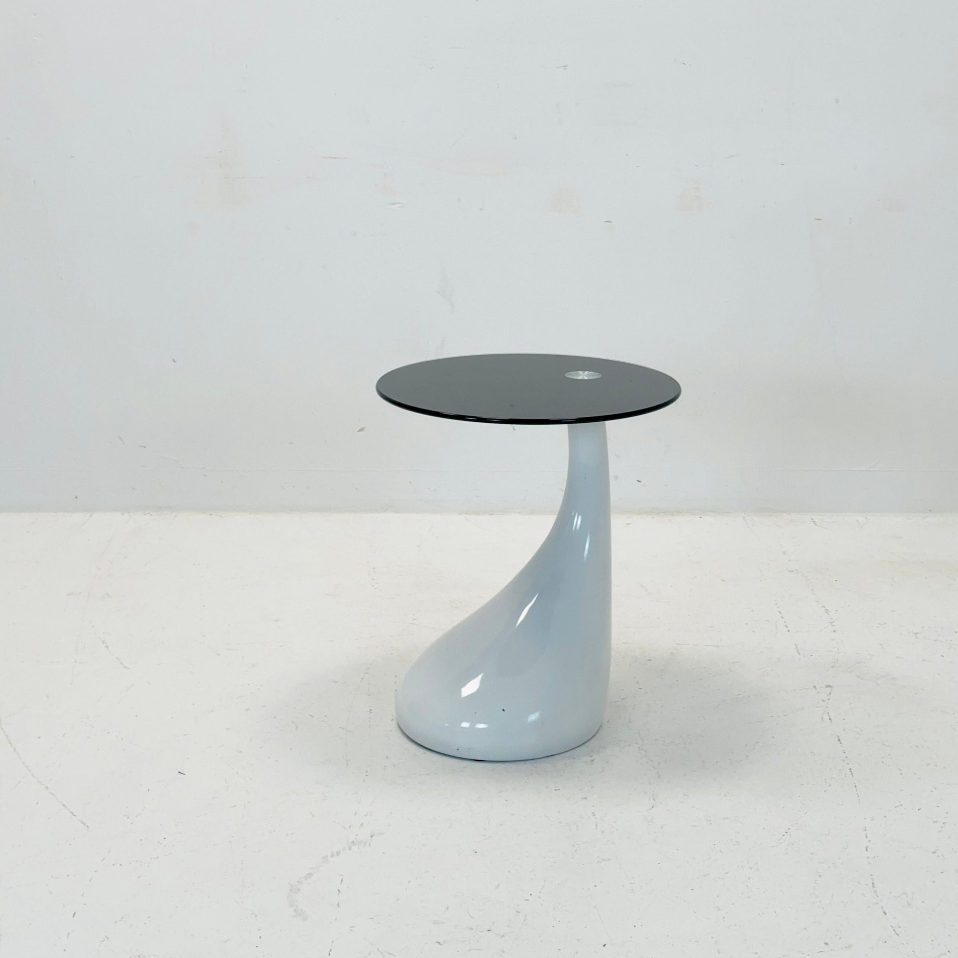 Mid-Century Style Side Table - Pop Art Bedside Table, white and black Glass Germany