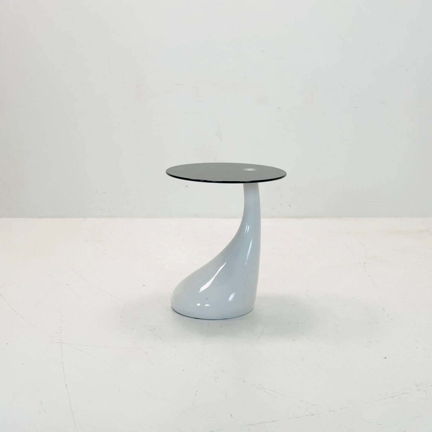 Mid-Century Style Side Table - Pop Art Bedside Table, white and black Glass Germany