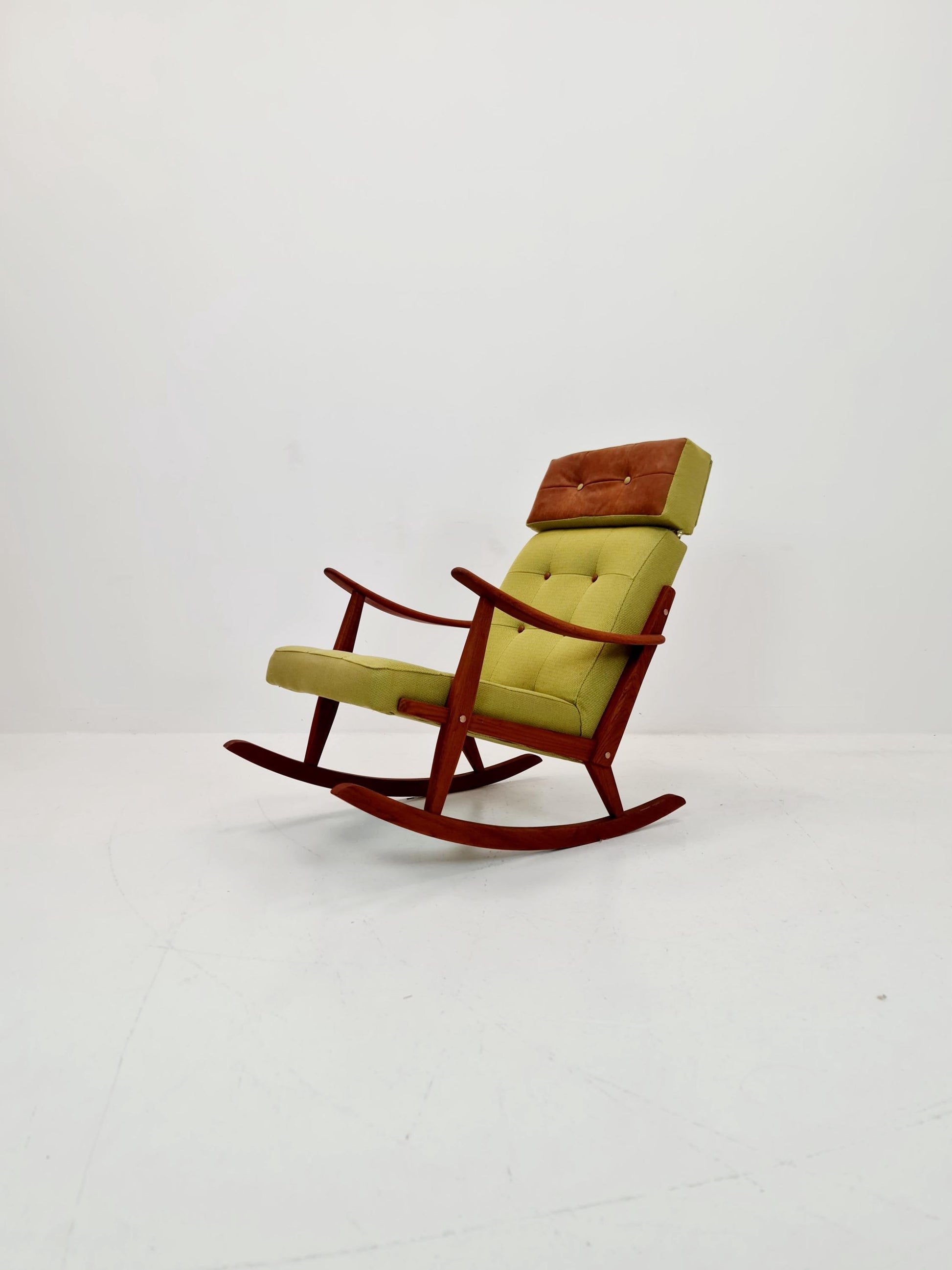 Mid century Scandinavian solid teak Rocking Chair 1960s