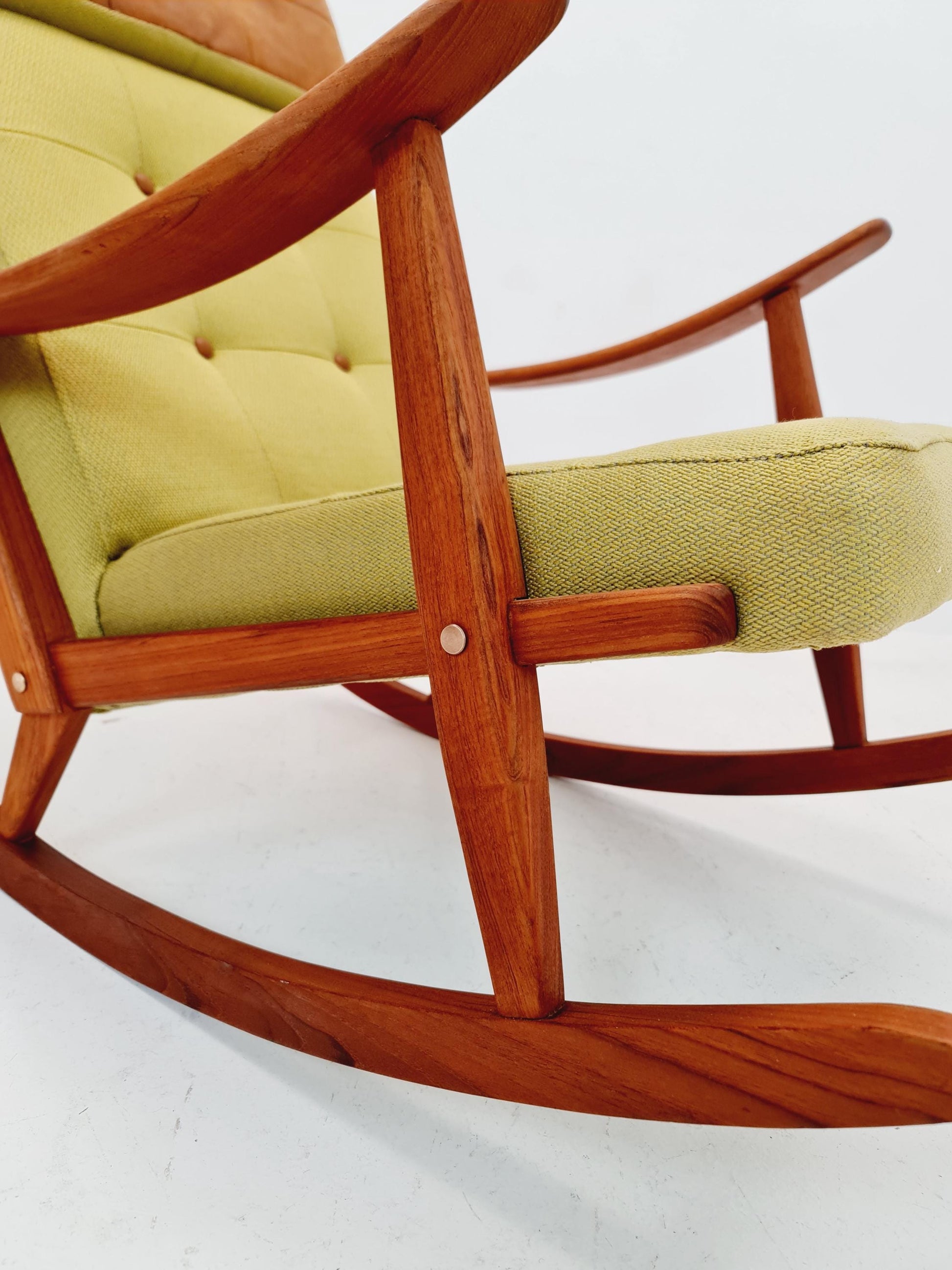 Mid century Scandinavian solid teak Rocking Chair , 1960s