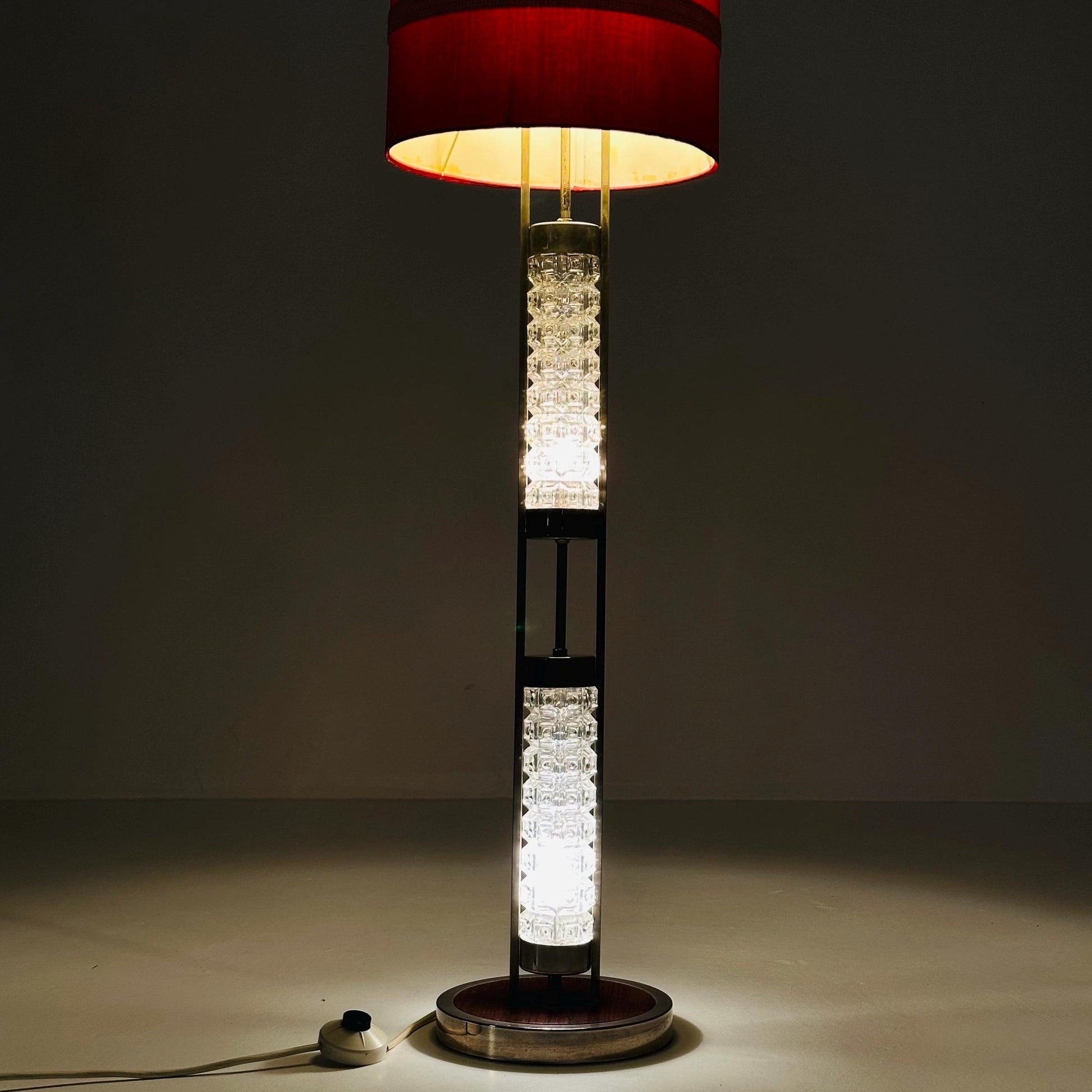 Space age German red floor lamp by Richard Essig, 1970s