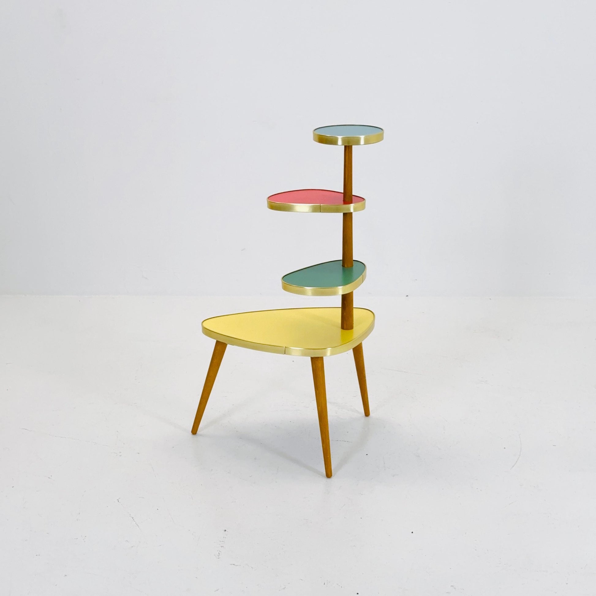 BIG German Plant Stand, Colorful Vintage Mid-Century Minimalist Indoor Plant Stand Side Table Retro table
