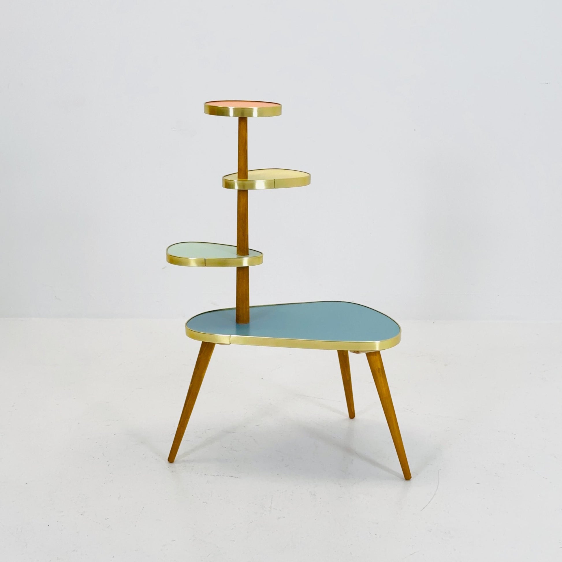 BIG German Plant Stand, Colorful Vintage Mid-Century Minimalist Indoor Plant Stand Side Table Retro flower table