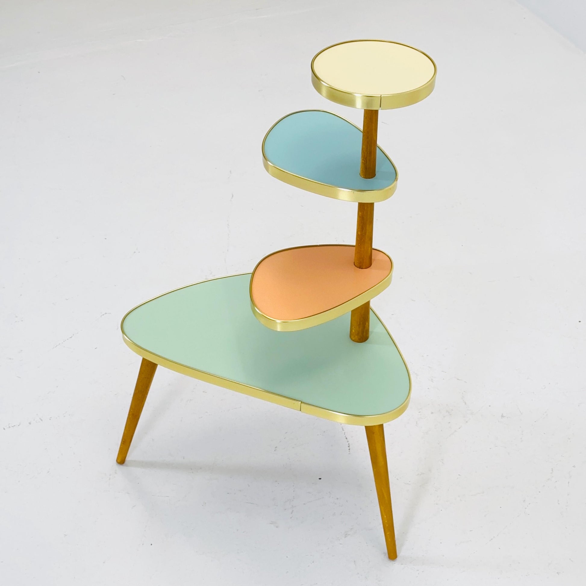 BIG German Plant Stand, Colorful Vintage Mid-Century Minimalist Indoor Plant Stand Side Table Retro table