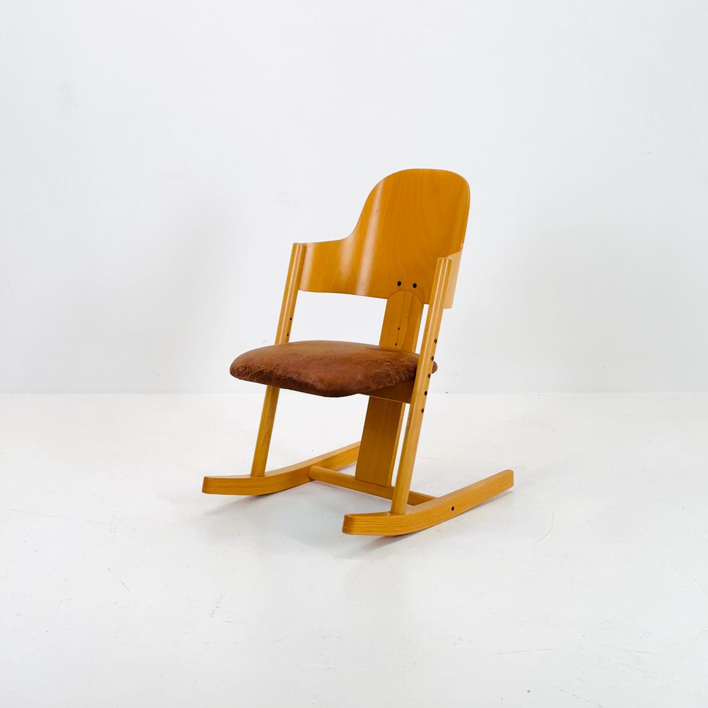 Vintage Moizi Rocking Chair – Ergonomic German Design with Natural Wood Finish, 1990s