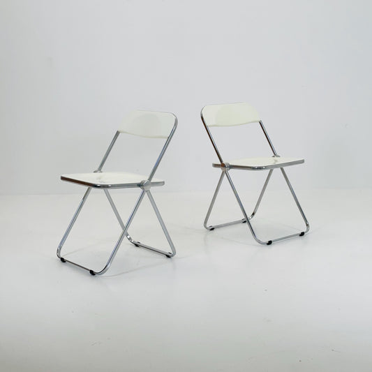 Set of 2 vintage Italian Plia Folding Chairs by Giancarlo Piretti for Castelli, 1970s