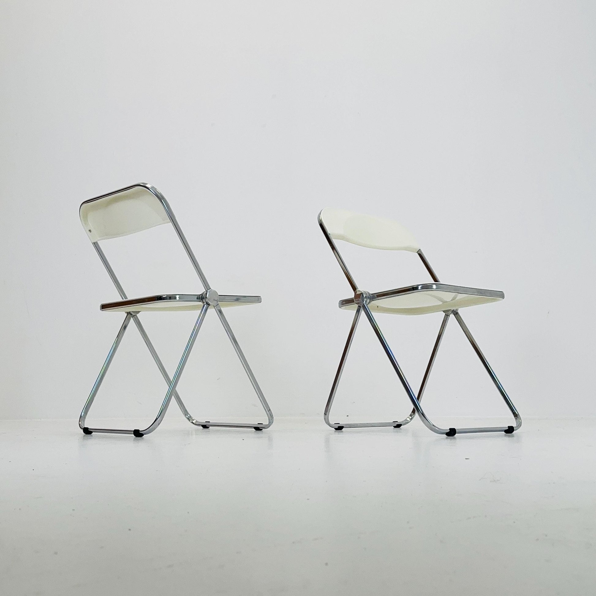 Set of 2 vintage Italian Plia Folding Chairs by Giancarlo Piretti for Castelli, 1970s