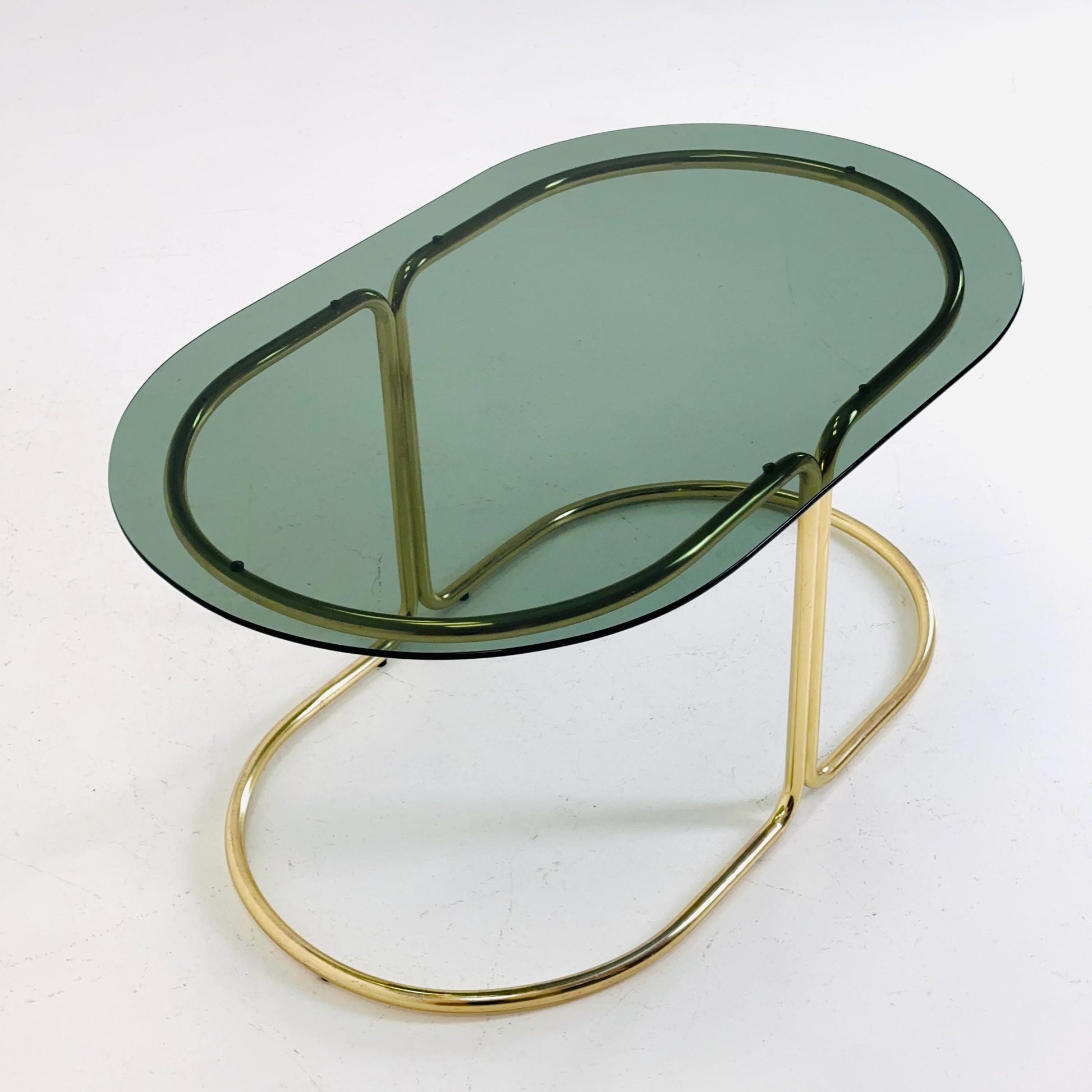 Hollywood Regency Mid-Century Modern Brass Coffee Table with Smoked Glass Top – 1960s,Italy