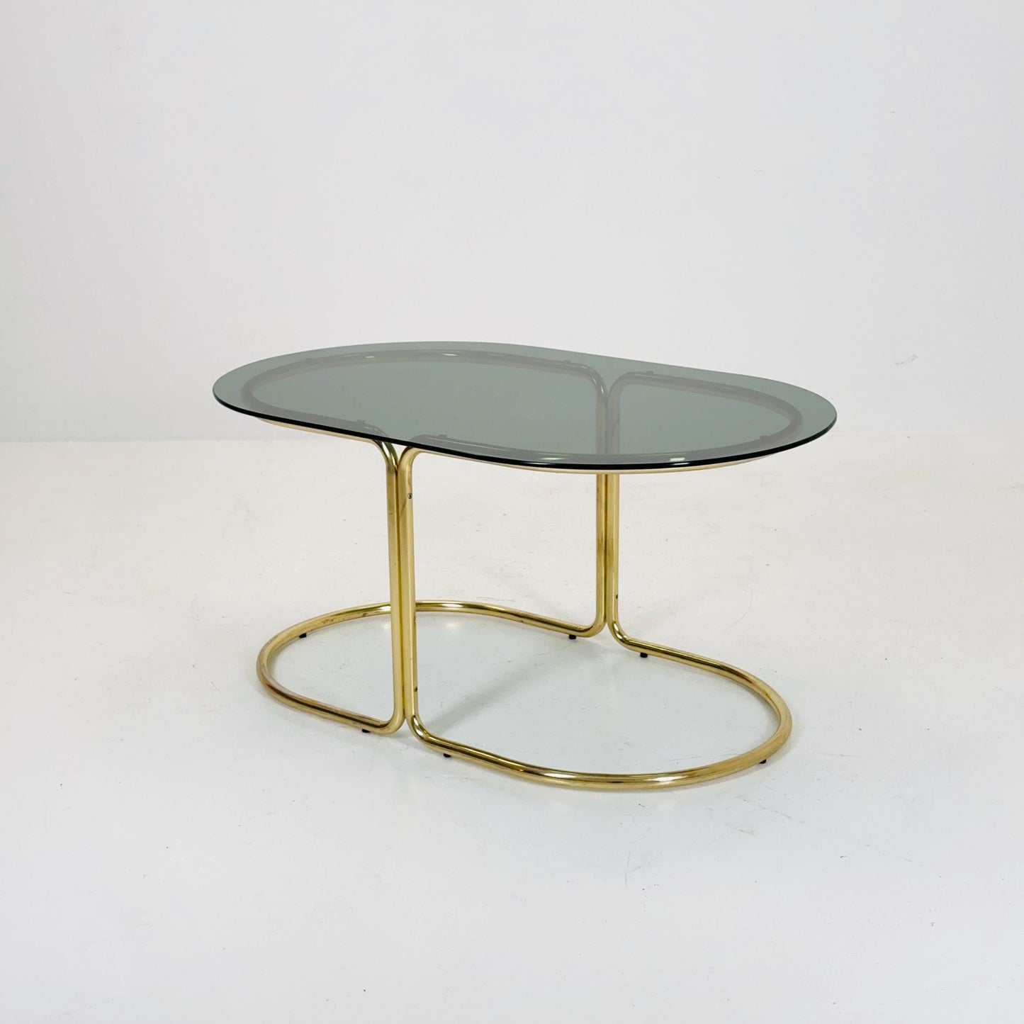 Hollywood Regency Mid-Century Modern Brass Coffee Table with Smoked Glass Top – 1960s,Italy