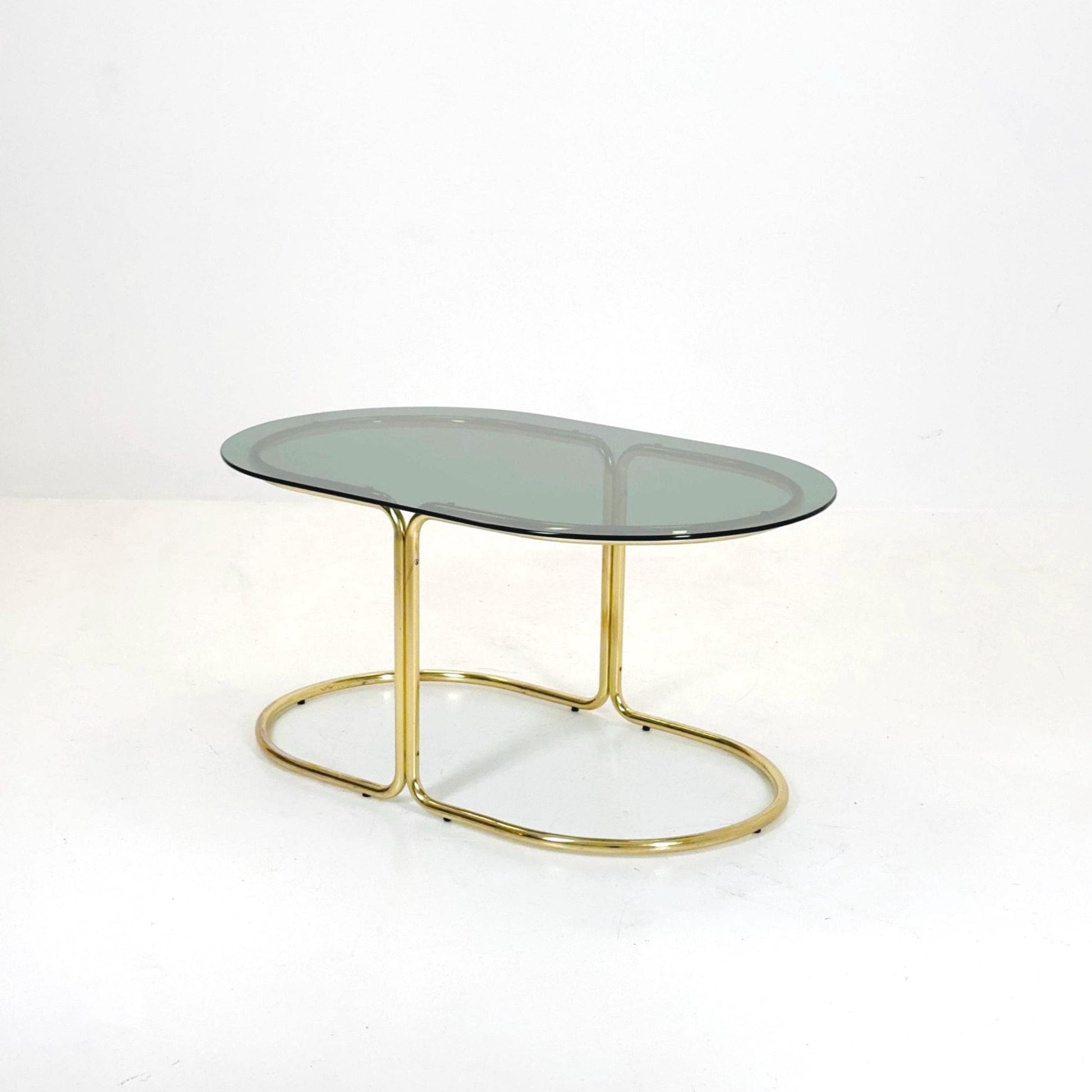 Hollywood Regency Mid-Century Modern Brass Coffee Table with Smoked Glass Top – 1960s,Italy
