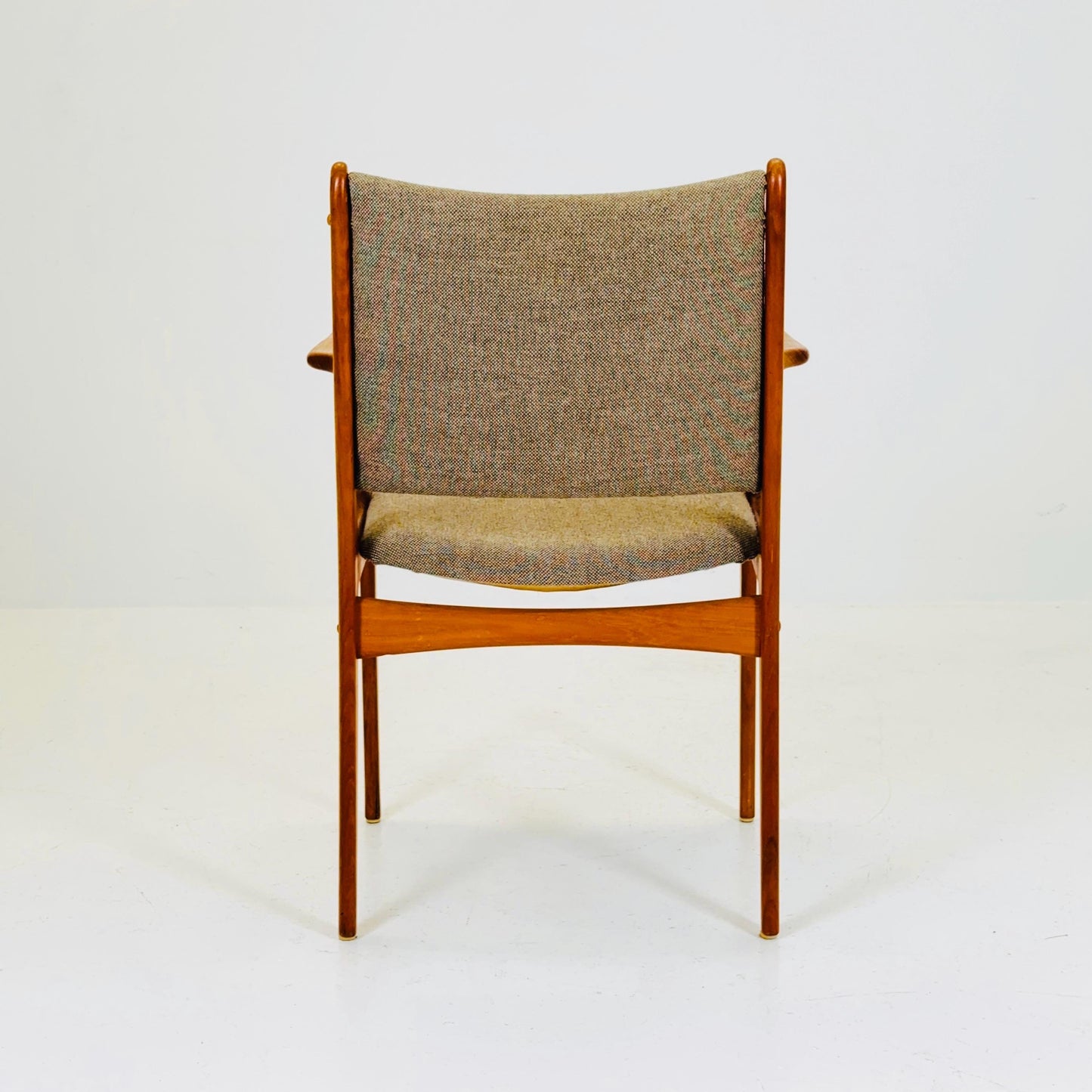 Mid-Century Modern Danish Armchair with Teak Frame and Gray Upholstery Design by Johannes Andersen for Uldum Møbelfabrik 1960s