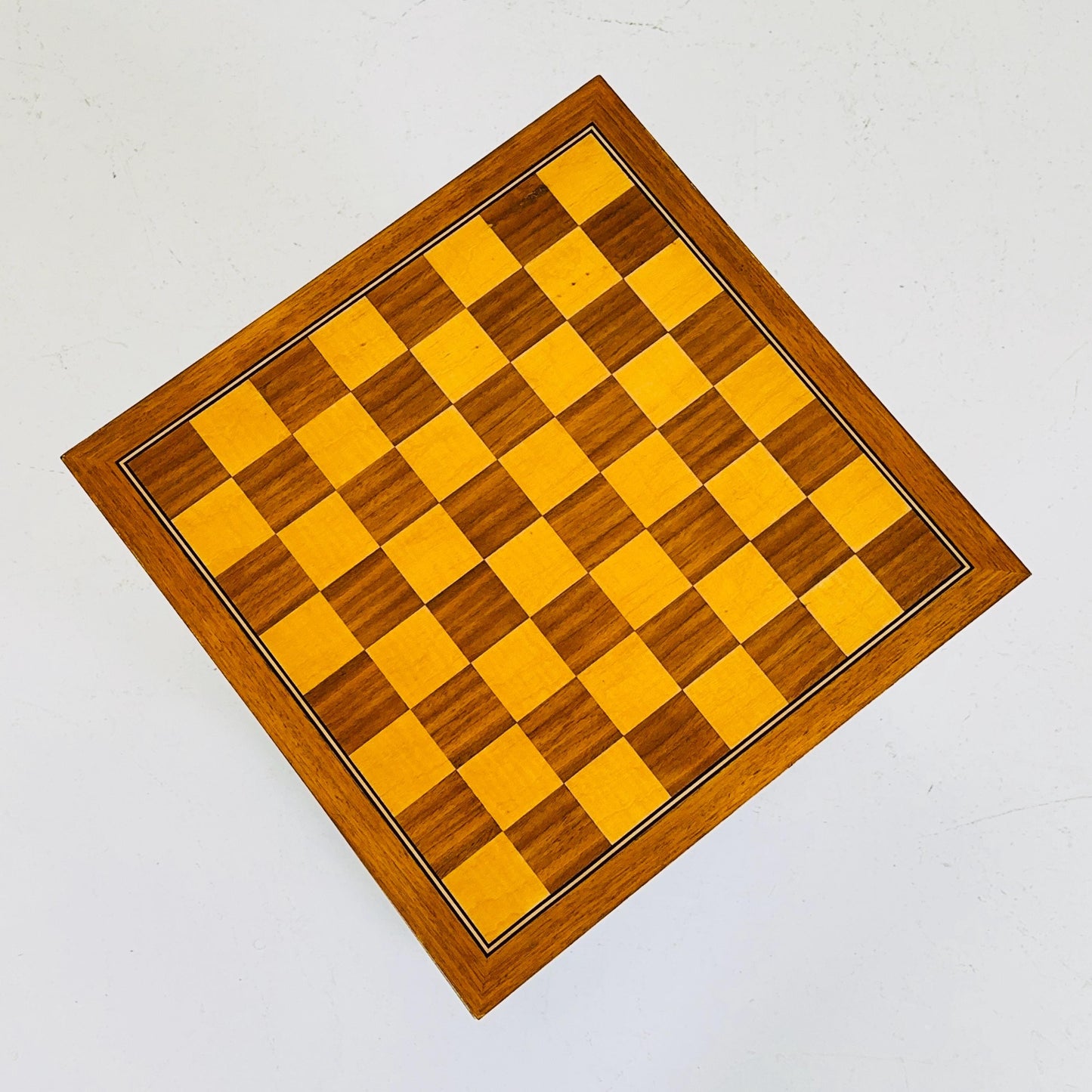 Mid century side table - trolley with magazine rack storage and chess game top 1970s