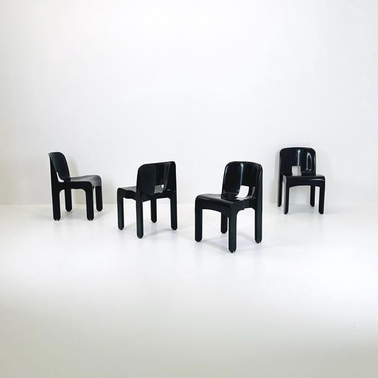 Set of 4 vintage Kartell Universale Chairs - Model 4867 by Joe Colombo - Iconic 1965 Italian Design, Mid-Century Modern ABS Plastic Chairs