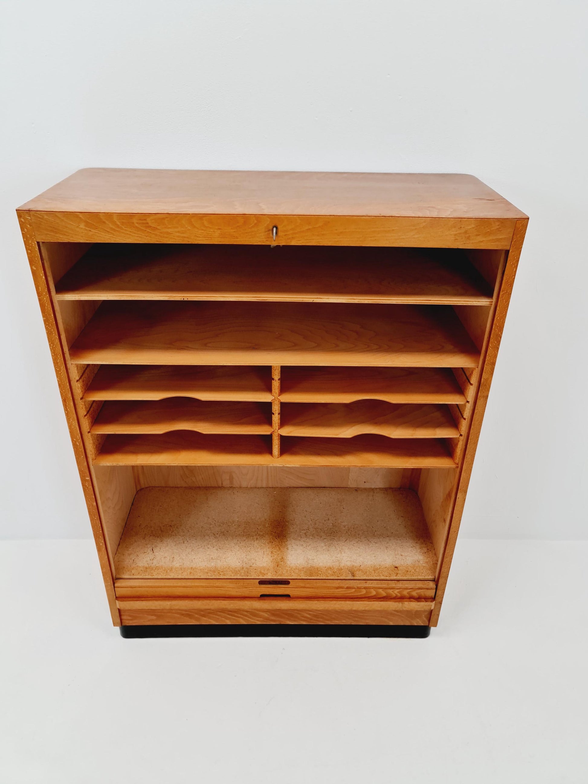 Bauhaus German roll document cabinet Wood by Koncord Möbel , 1930s