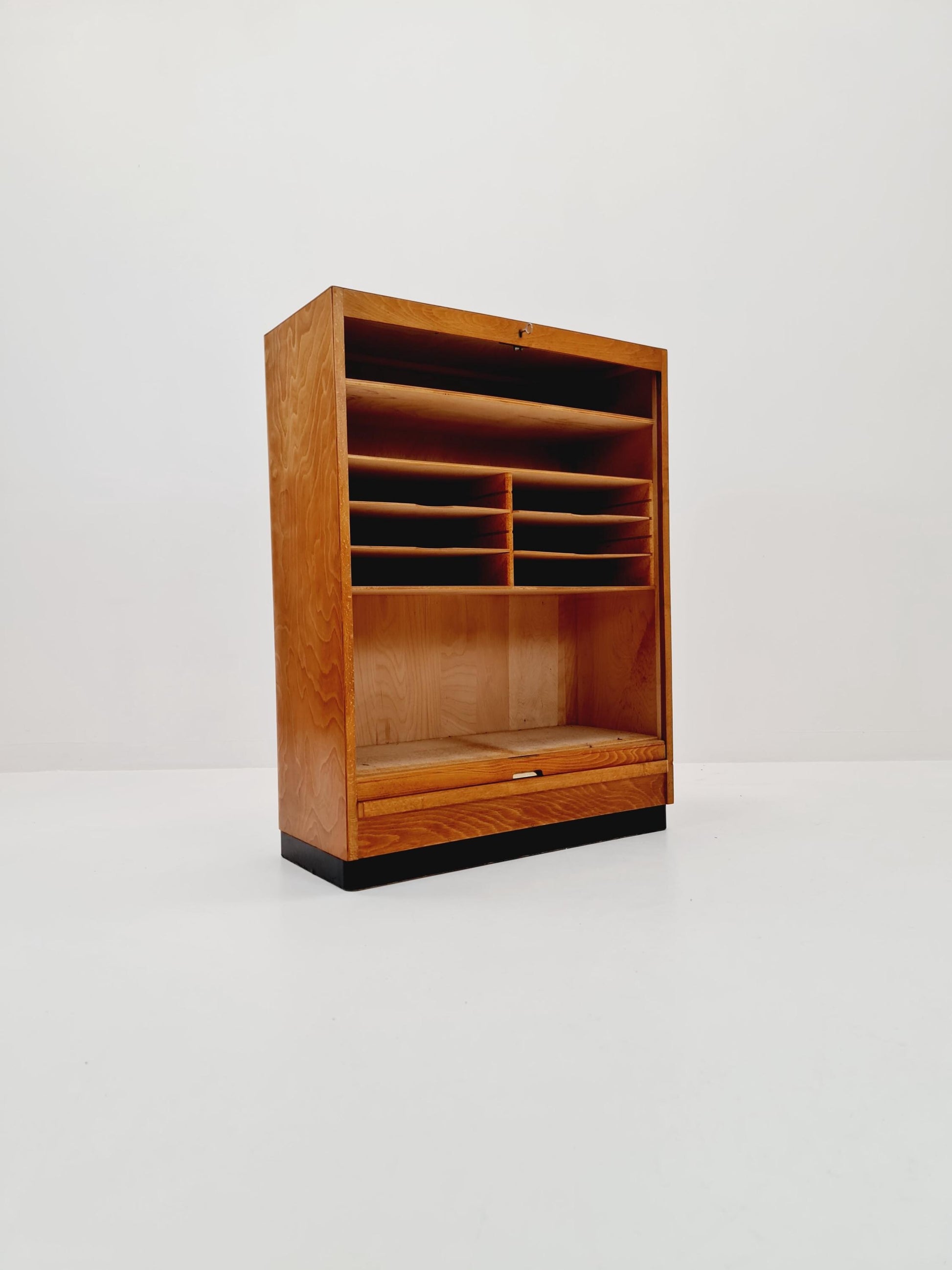Bauhaus German roll document cabinet Wood by Koncord Möbel , 1930s