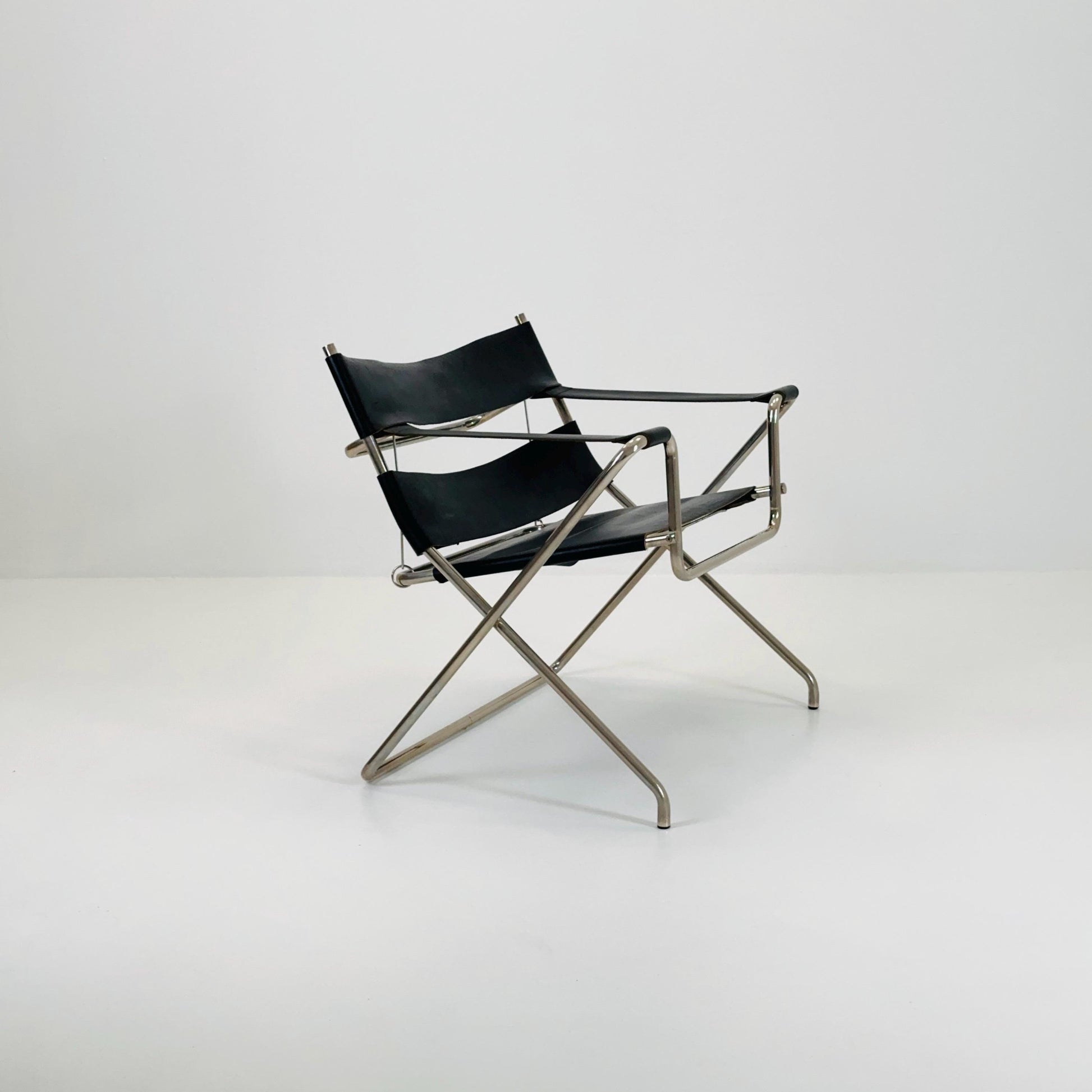 Mid century Folding Bauhaus D4 leather armchair by Marcel Breuer for Tecta, 1960s
