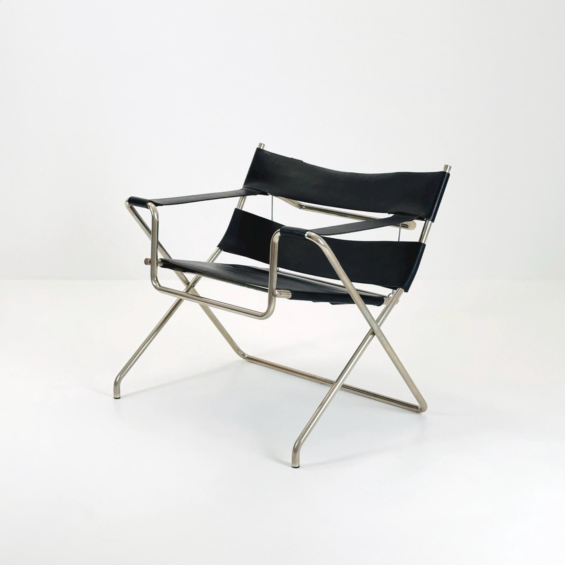 Mid century Folding Bauhaus D4 leather armchair by Marcel Breuer for Tecta, 1960s