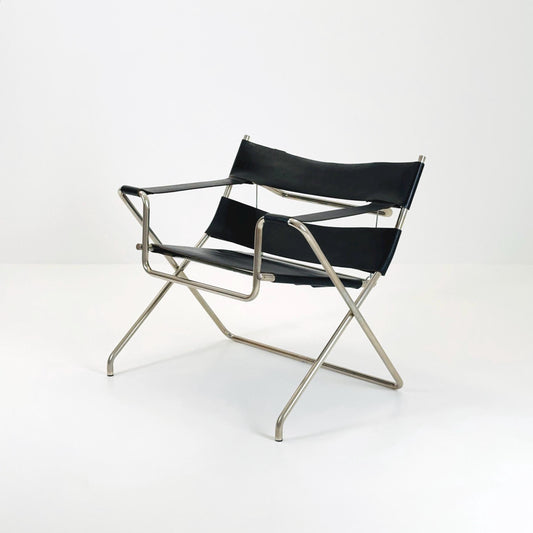 Mid century Folding Bauhaus D4 leather armchair by Marcel Breuer for Tecta, 1960s