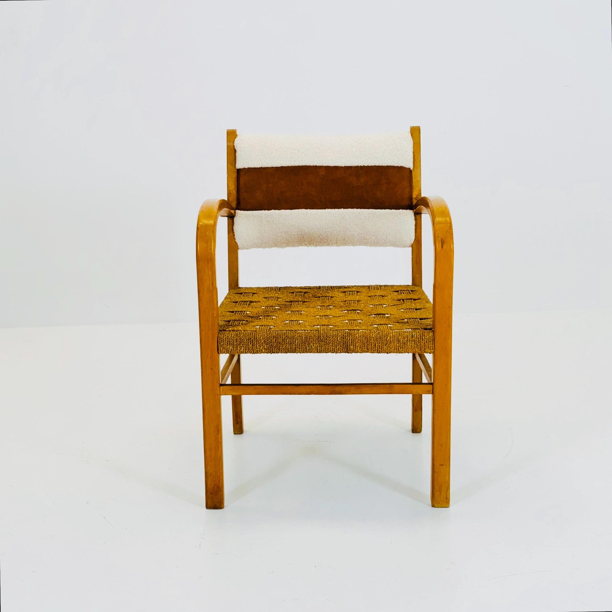 Bauhaus vintage papercord armchair by Ehrich Dieckmann, 1930s