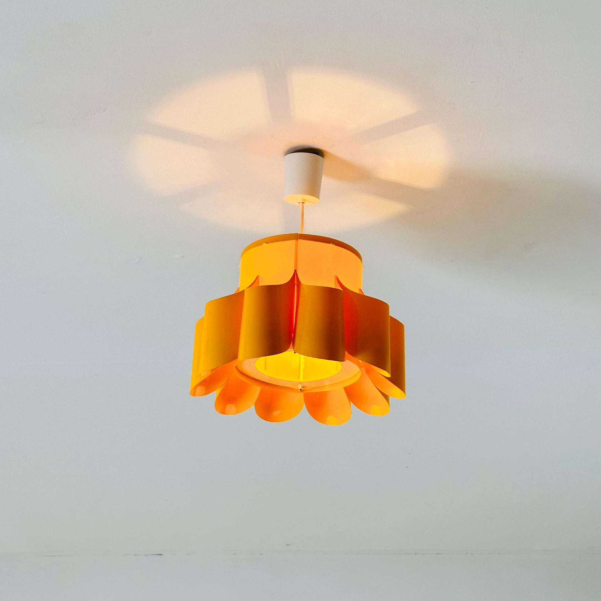 Pop Art Yellow Scalloped Plastic Ceiling Lamp 1970s