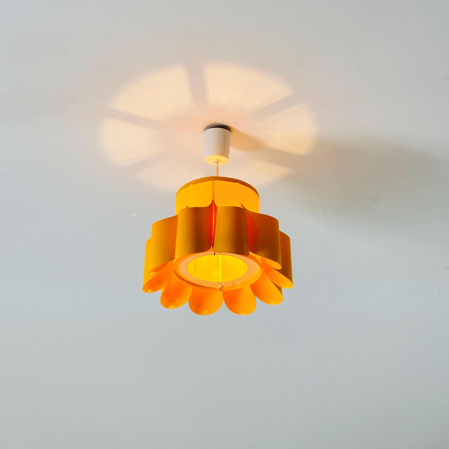 Pop Art Yellow Scalloped Plastic Ceiling Lamp 1970s