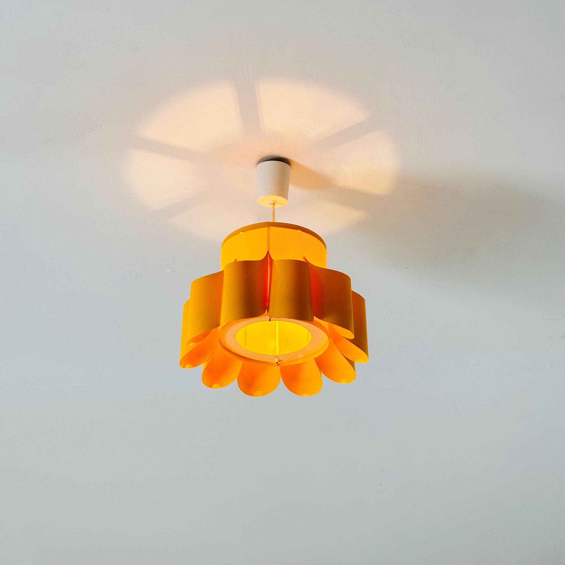 Pop Art Yellow Scalloped Plastic Ceiling Lamp 1970s