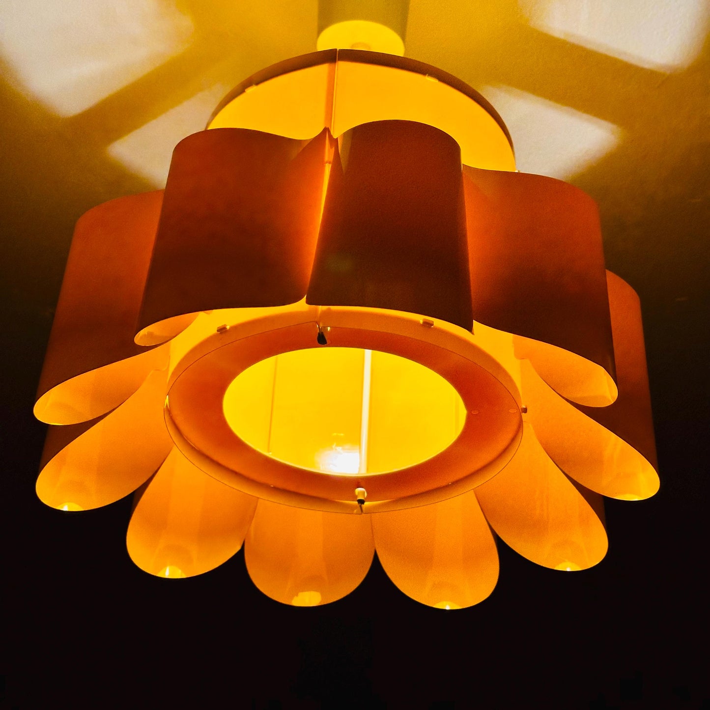 Pop Art Yellow Scalloped Plastic Ceiling Lamp 1970s