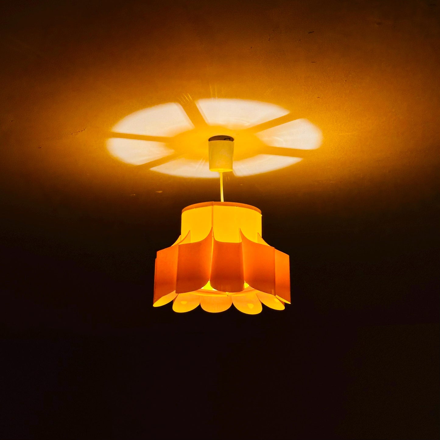 Pop Art Yellow Scalloped Plastic Ceiling Lamp 1970s