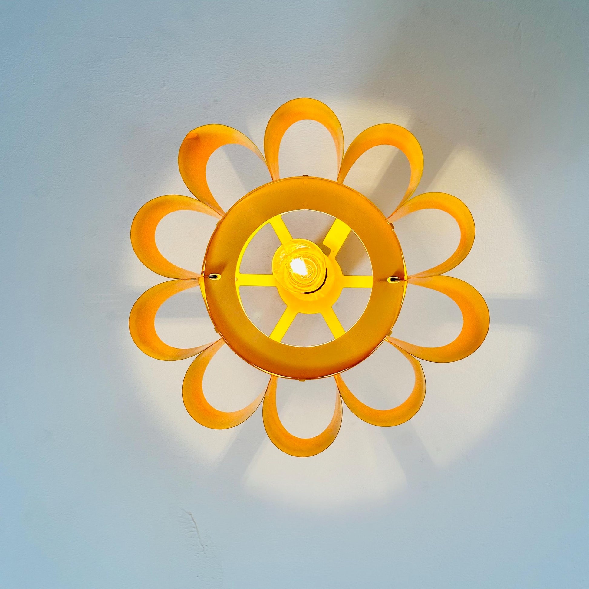 Pop Art Yellow Scalloped Plastic Ceiling Lamp 1970s