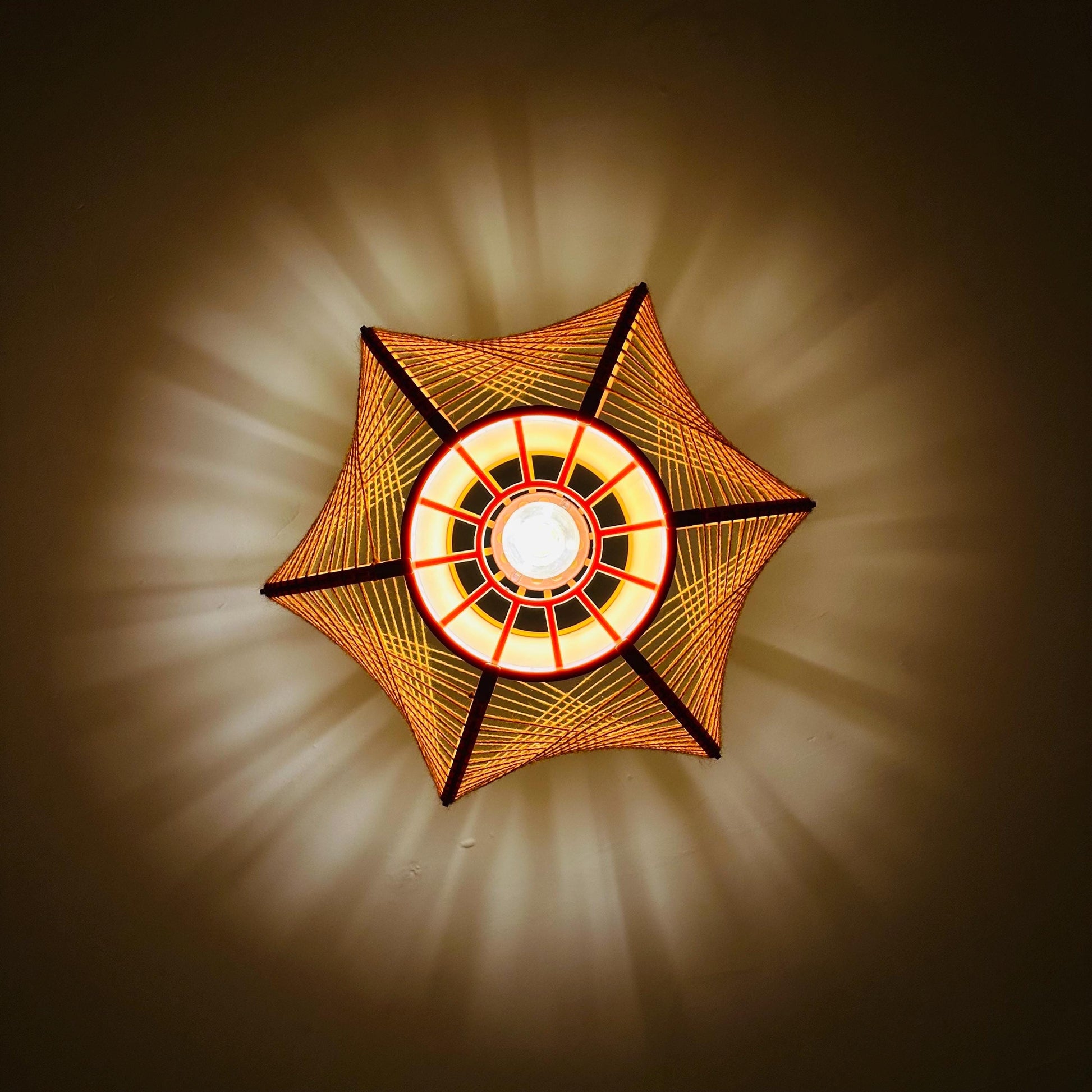Mid century hanging lamp in Bakelite and sisal by MK Leuchten, 1970s