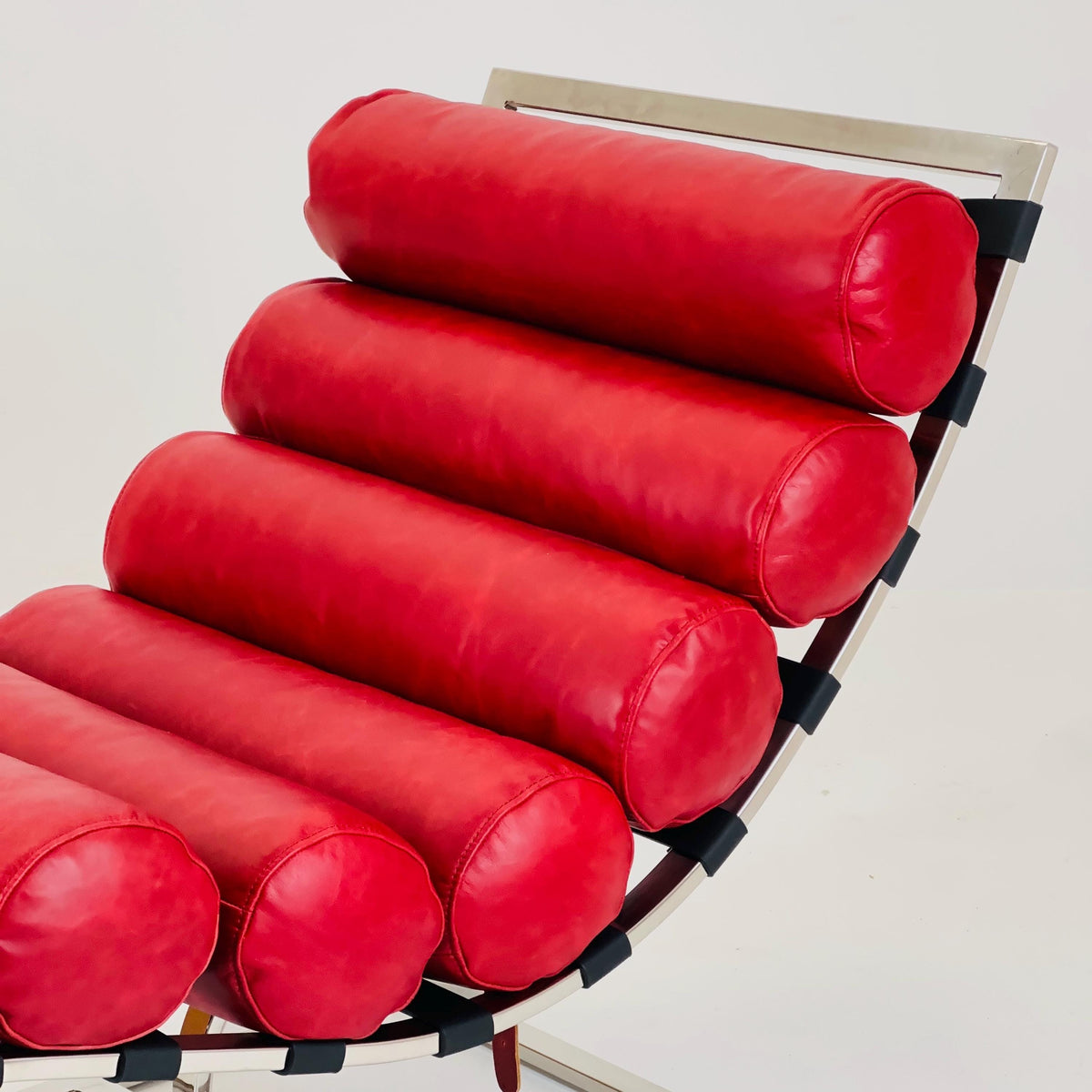 Mid Century Corona Lounge chair wine red leather and chrome, 1980s