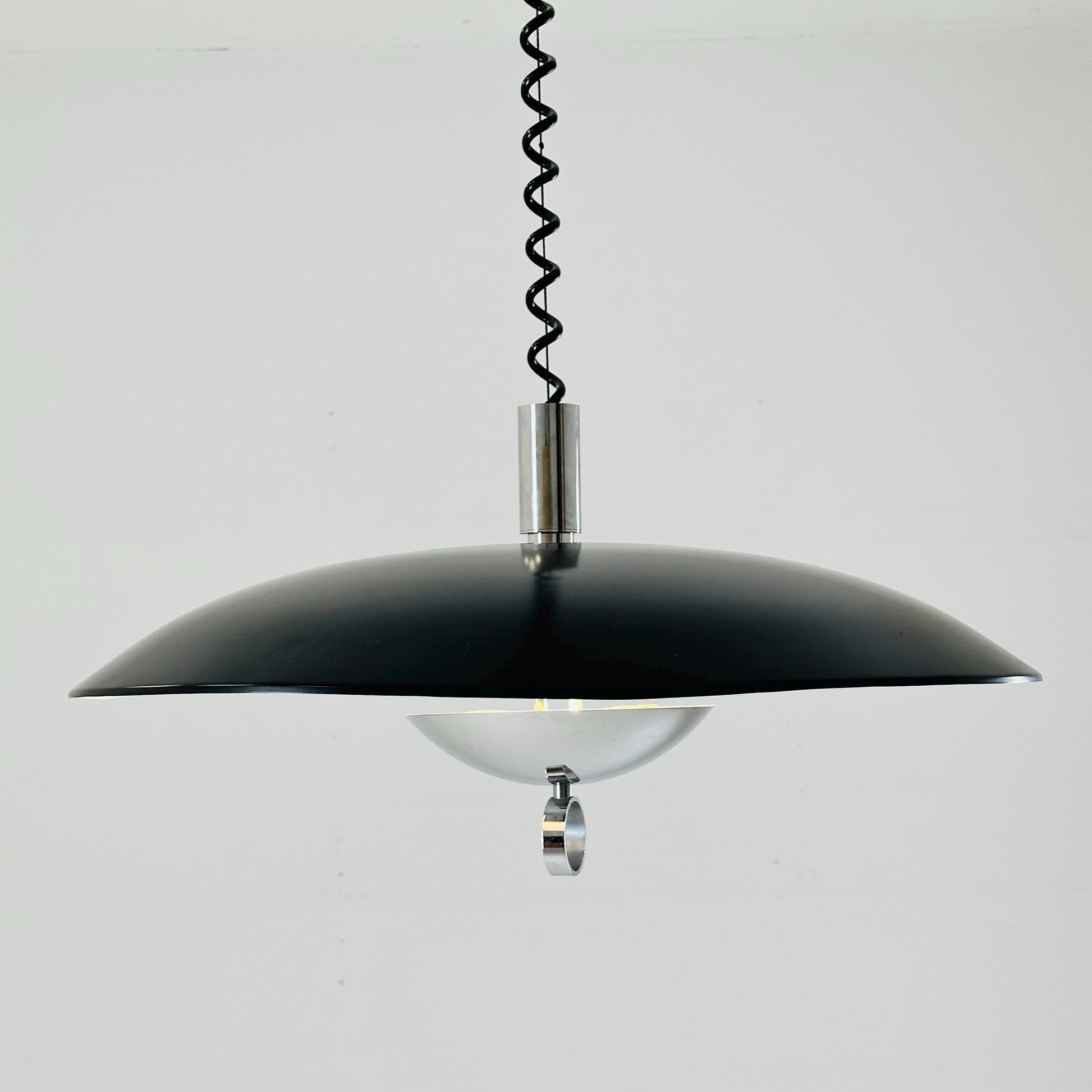 Mid century black chrome hanging lamp by Hillebrand Lighting, 1980s