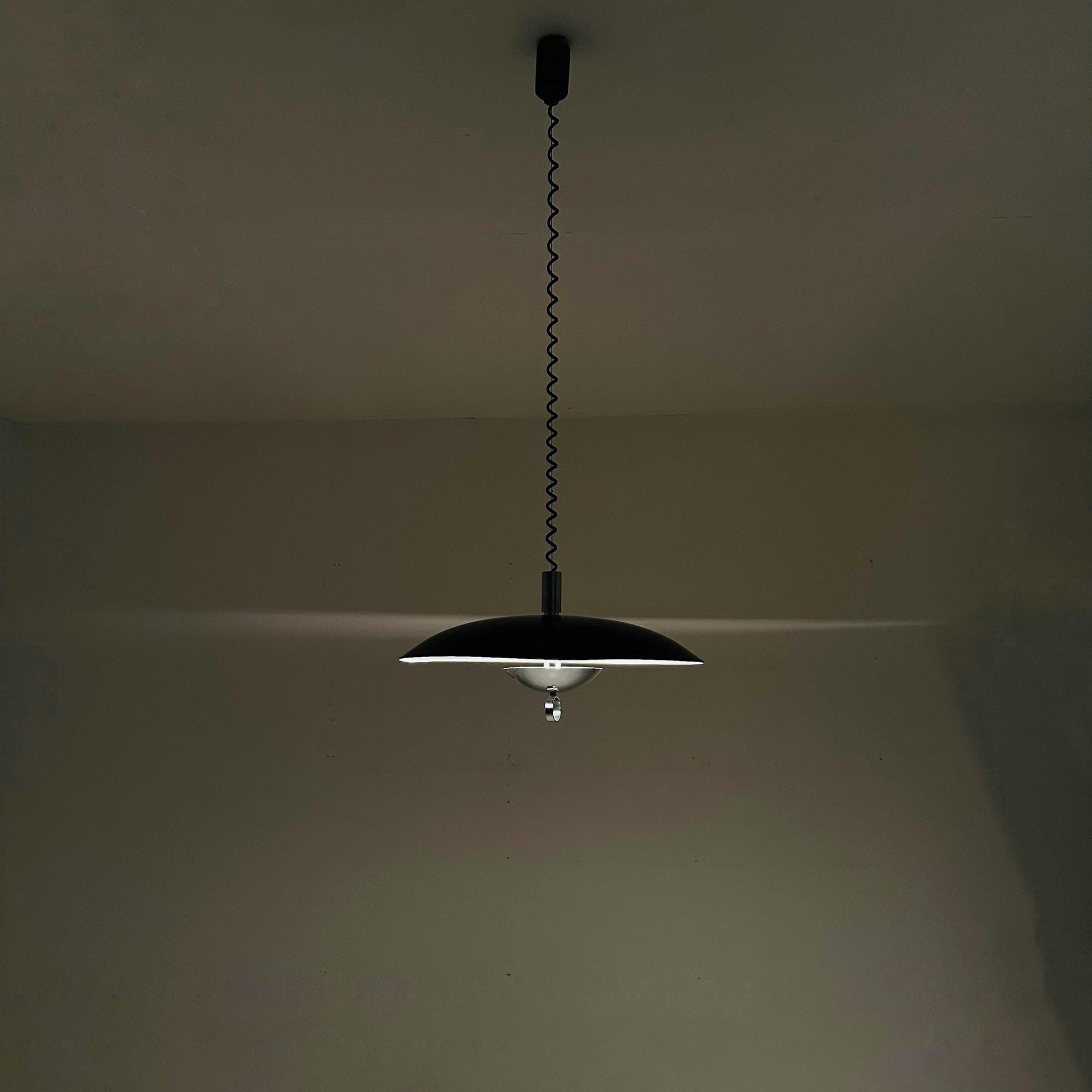 Mid century black chrome hanging lamp by Hillebrand Lighting, 1980s