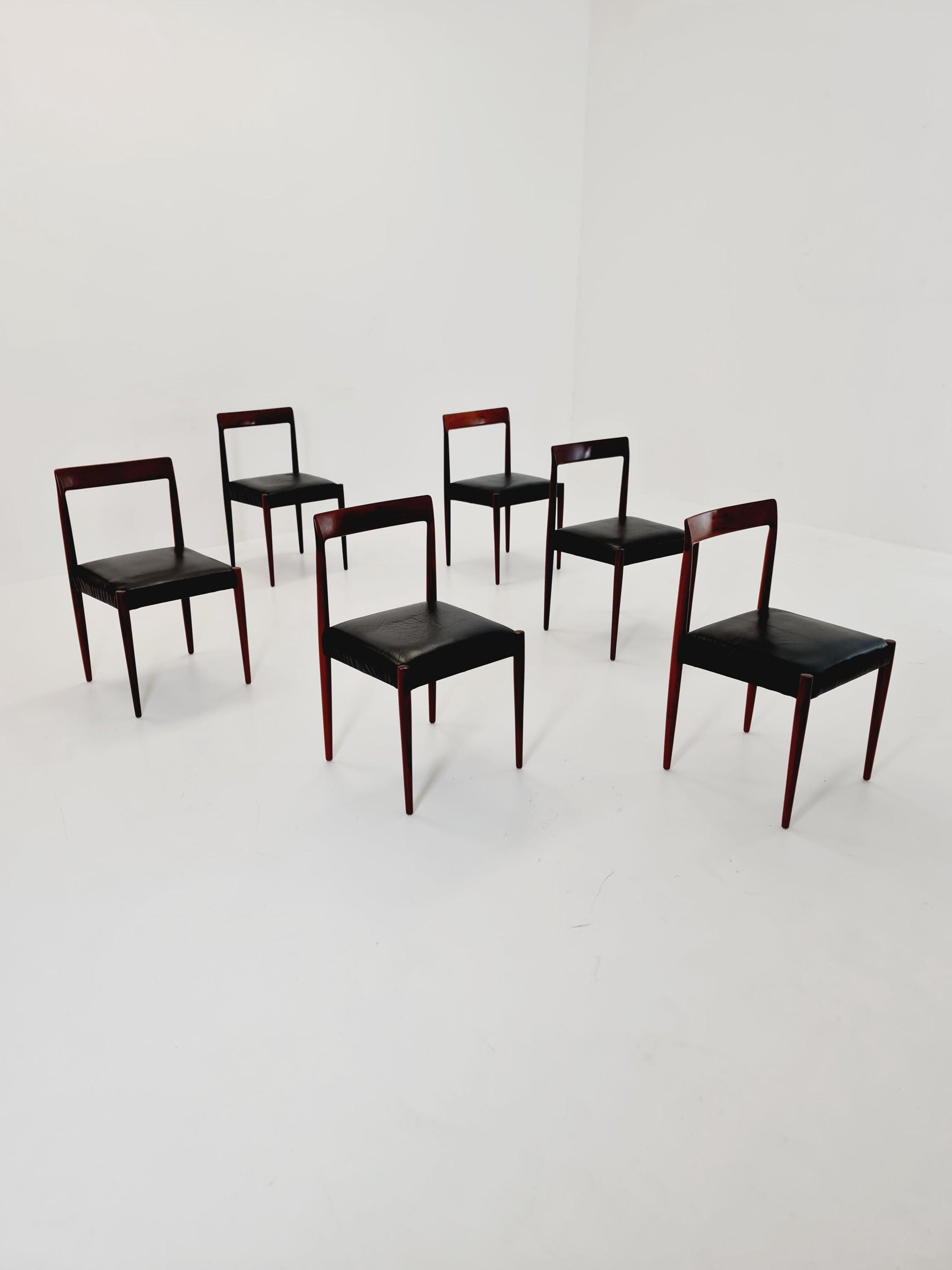 Mid century German rosewood & leather Dining Chair by Lübke, 1960s, set of 6