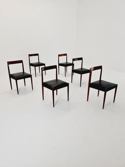 Mid century German rosewood & leather Dining Chair by Lübke, 1960s, set of 6