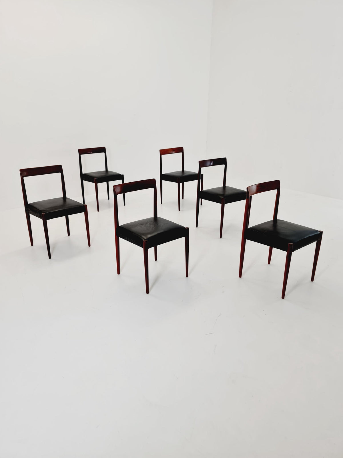 Mid century German rosewood & leather Dining Chair by Lübke, 1960s, set of 6