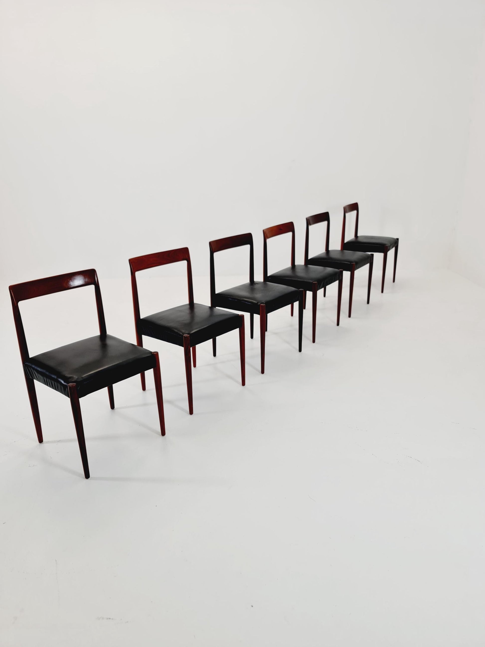 Mid century German rosewood & leather Dining Chair by Lübke, 1960s, set of 6