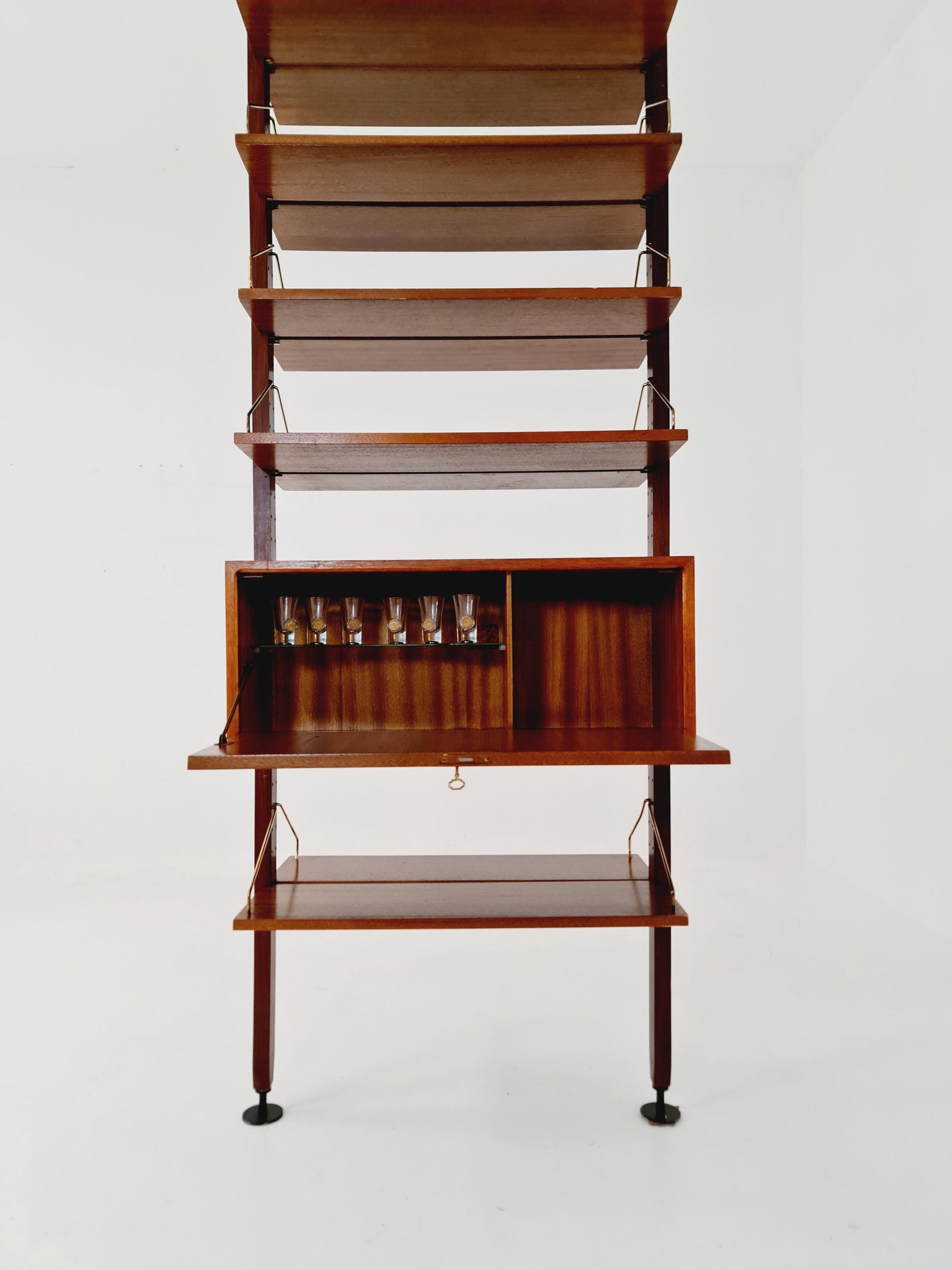 Two sides Midcentury Danish teak free standing room divider shelving Unit, by Poul Cadovius, 1960s