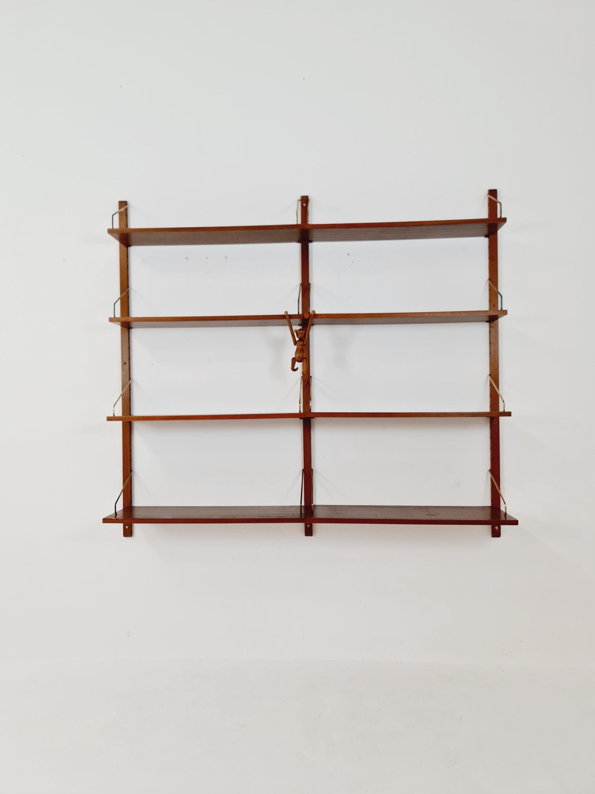 Midcentury Danish walnut Wall-Mounted Shelving Unit, by Royal for Poul Cadovius, 1960s