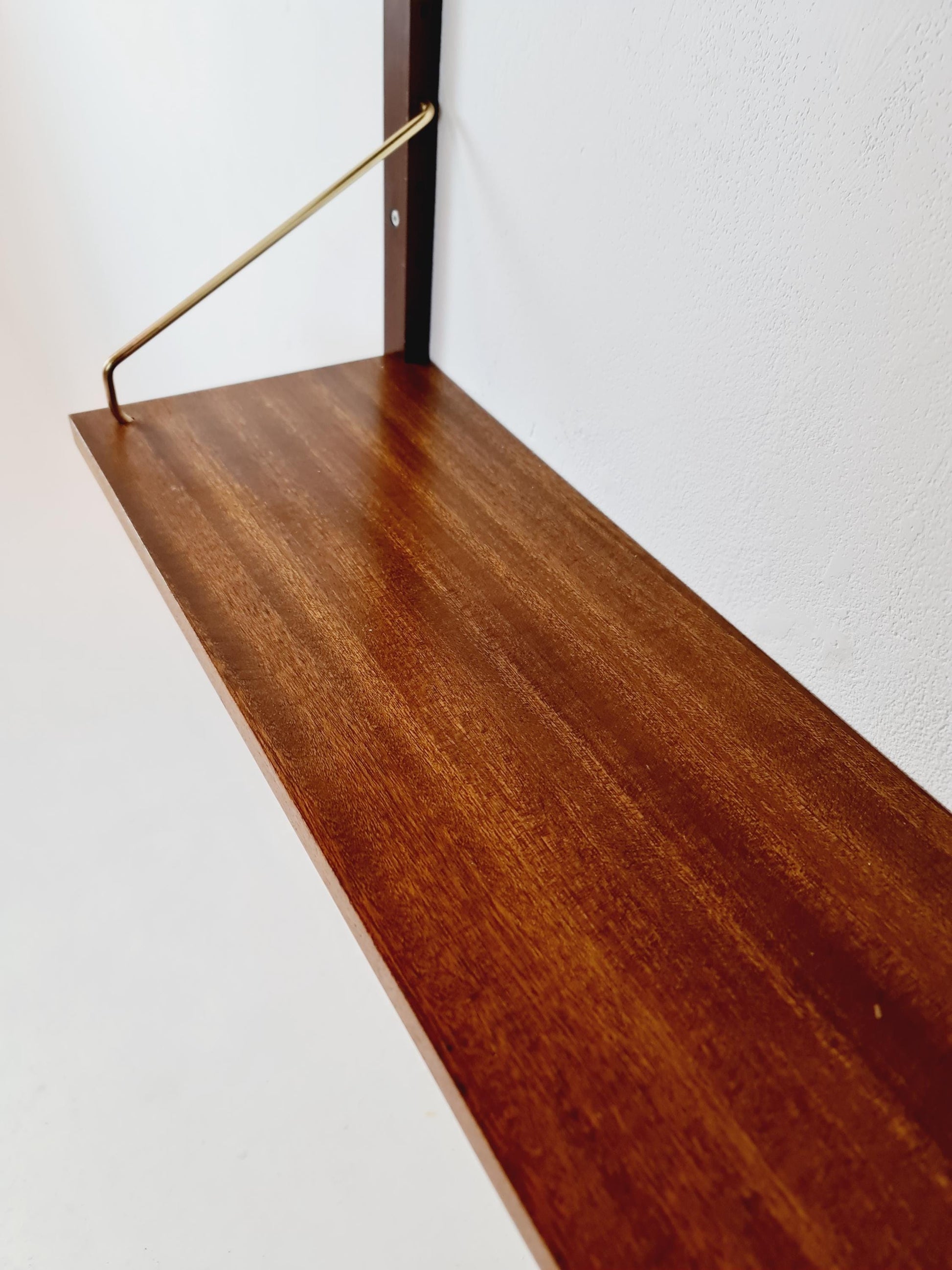 Midcentury Danish walnut Wall-Mounted Shelving Unit, by Royal for Poul Cadovius, 1960s