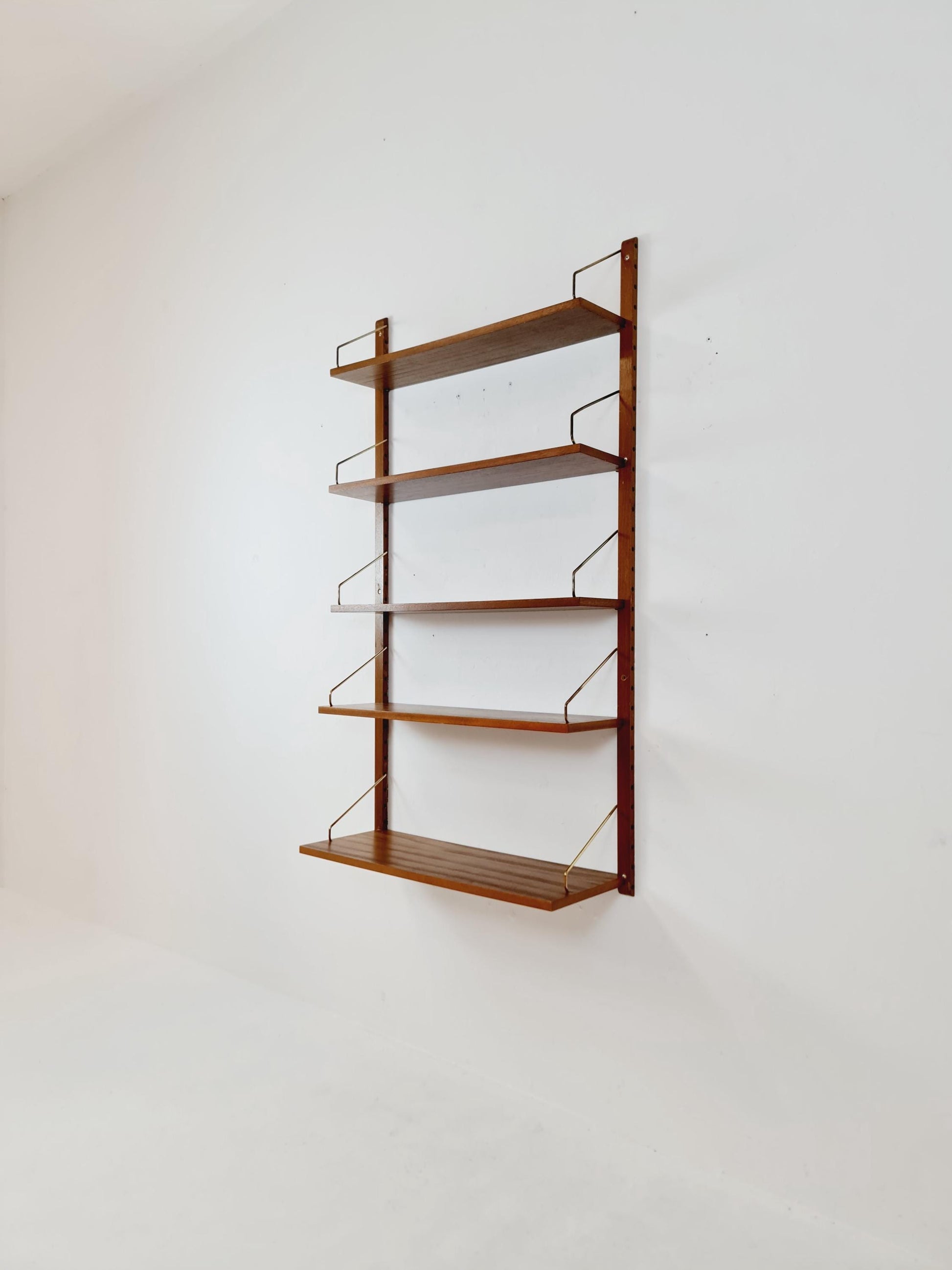 Midcentury Danish walnut Wall-Mounted Shelving Unit, by Royal for Poul Cadovius, 1960s
