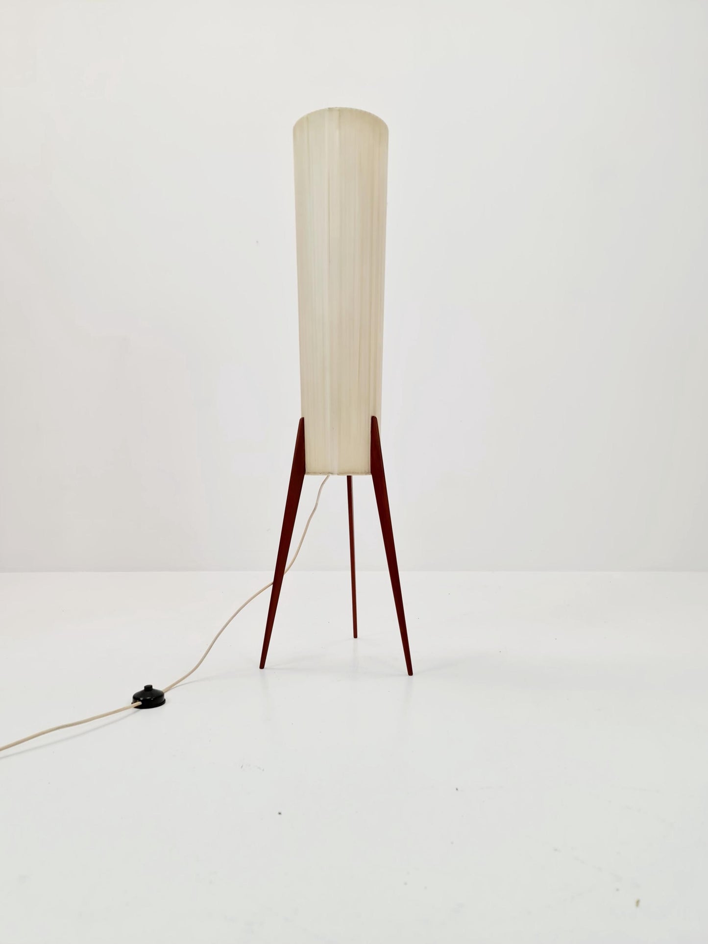 Midcentury Danish tripod rocket floor lamp teak, 1960s