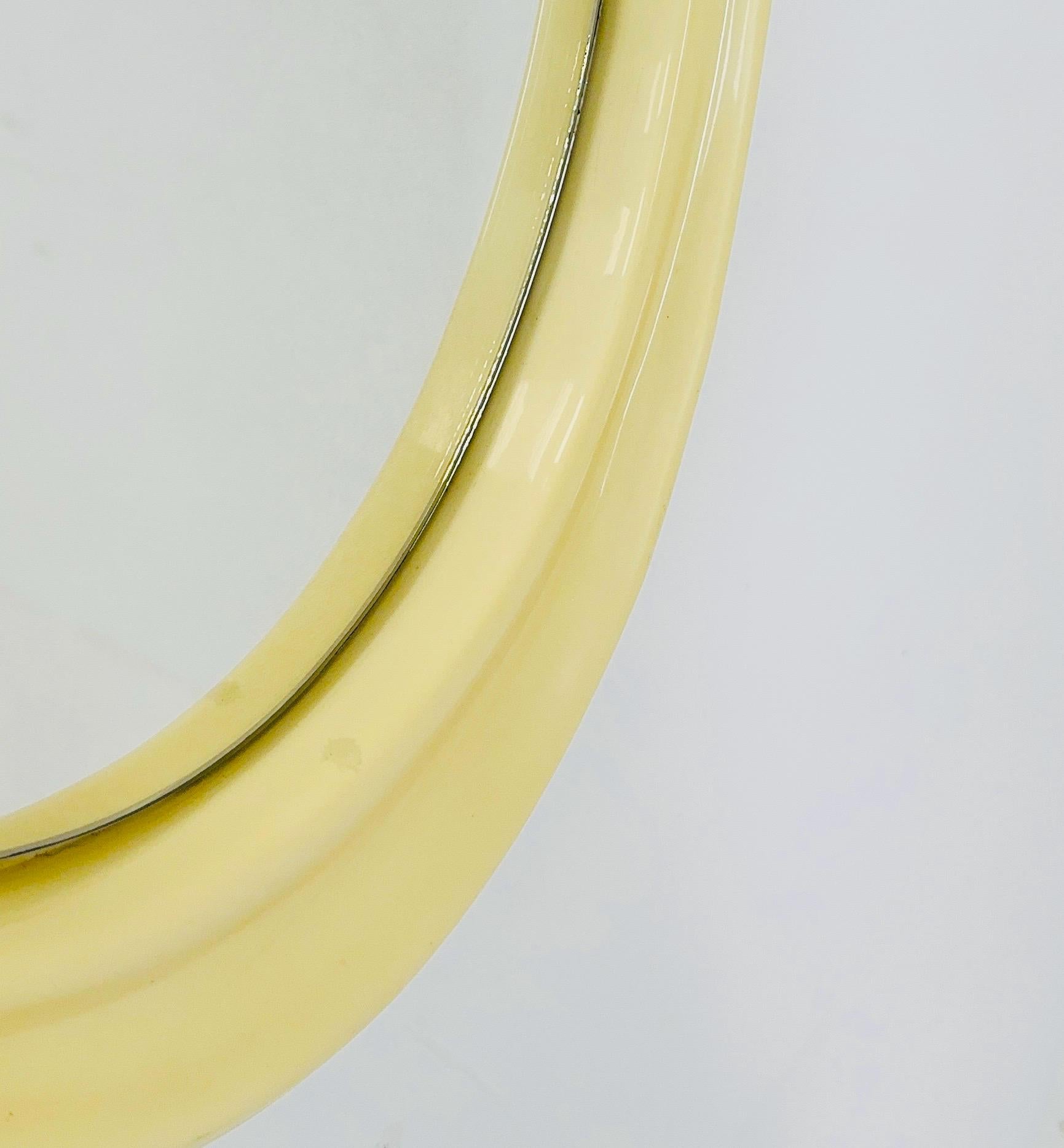 space age oval white cream wall mirror Germany 1970s