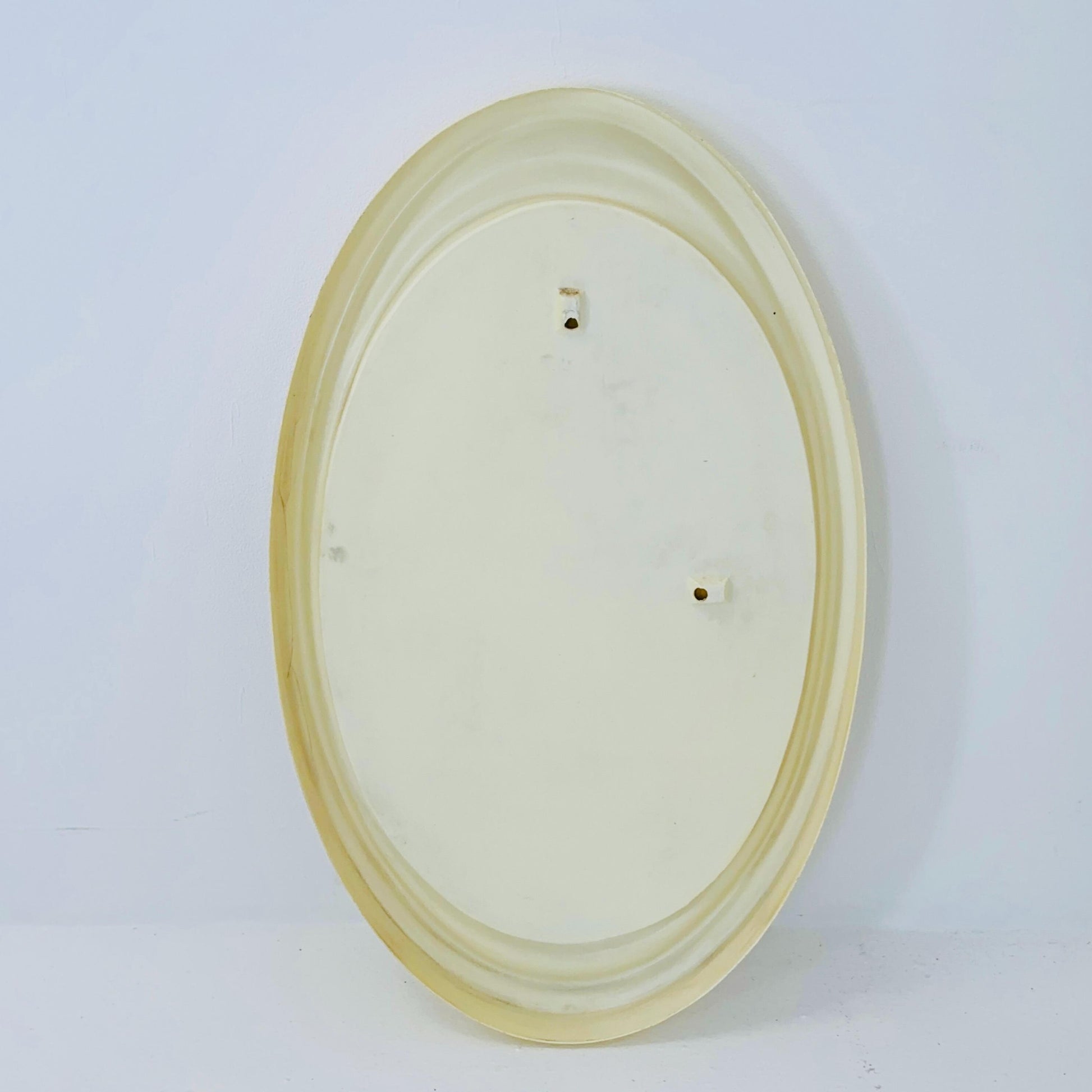 space age oval white cream wall mirror Germany 1970s