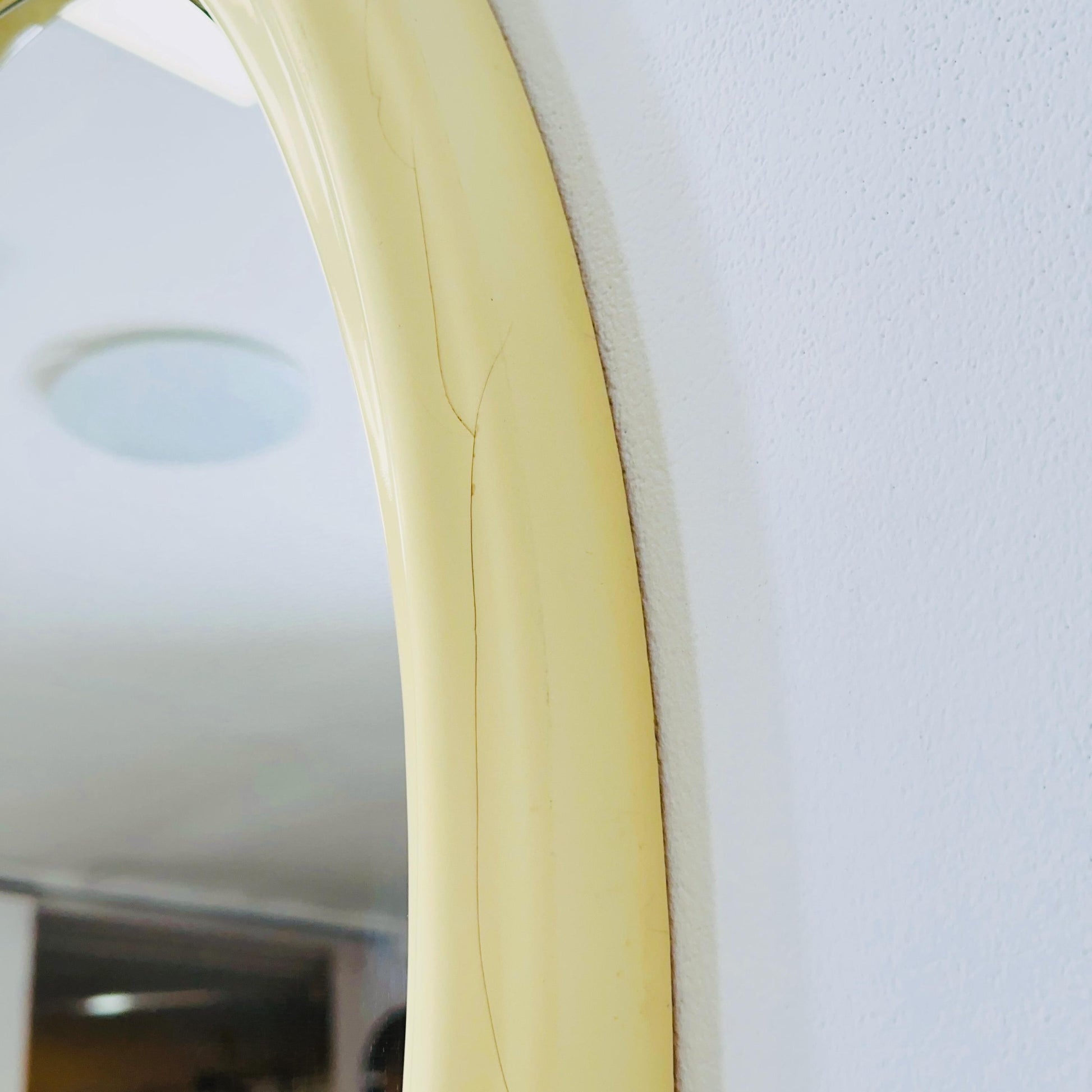 space age oval white cream wall mirror Germany 1970s